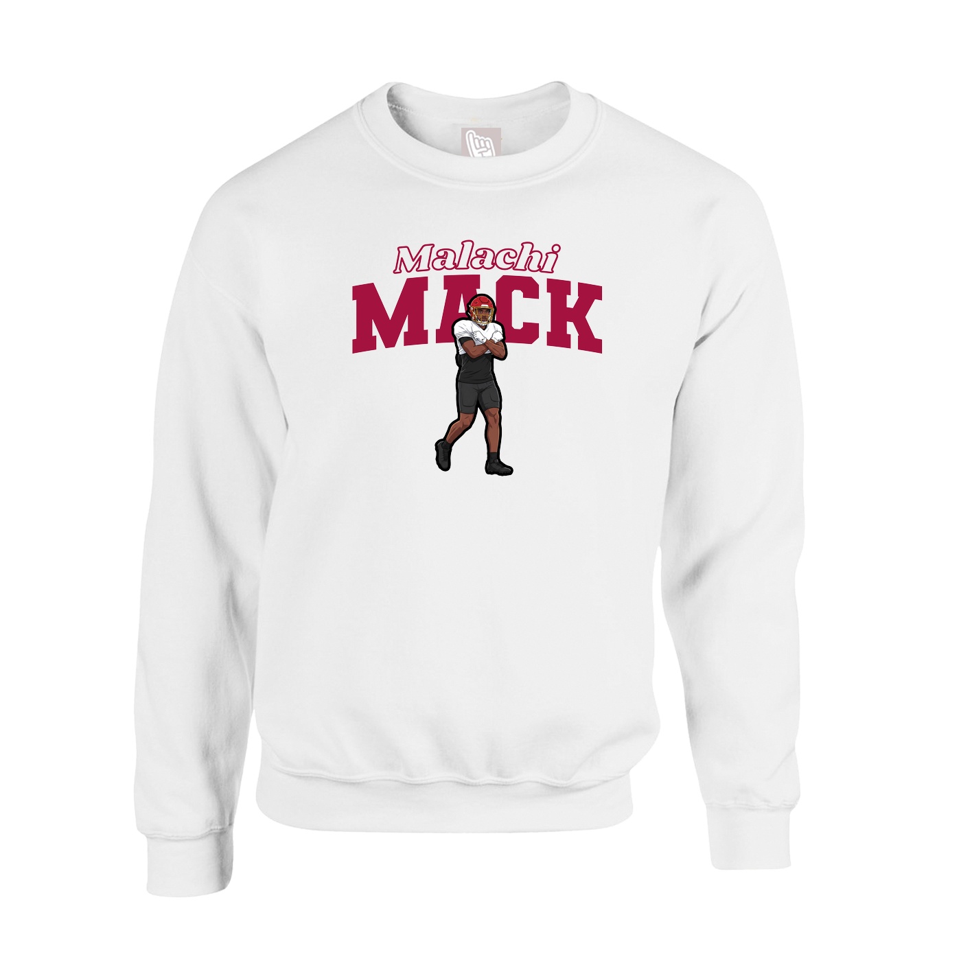 Fleece Crew — Name Arch in White