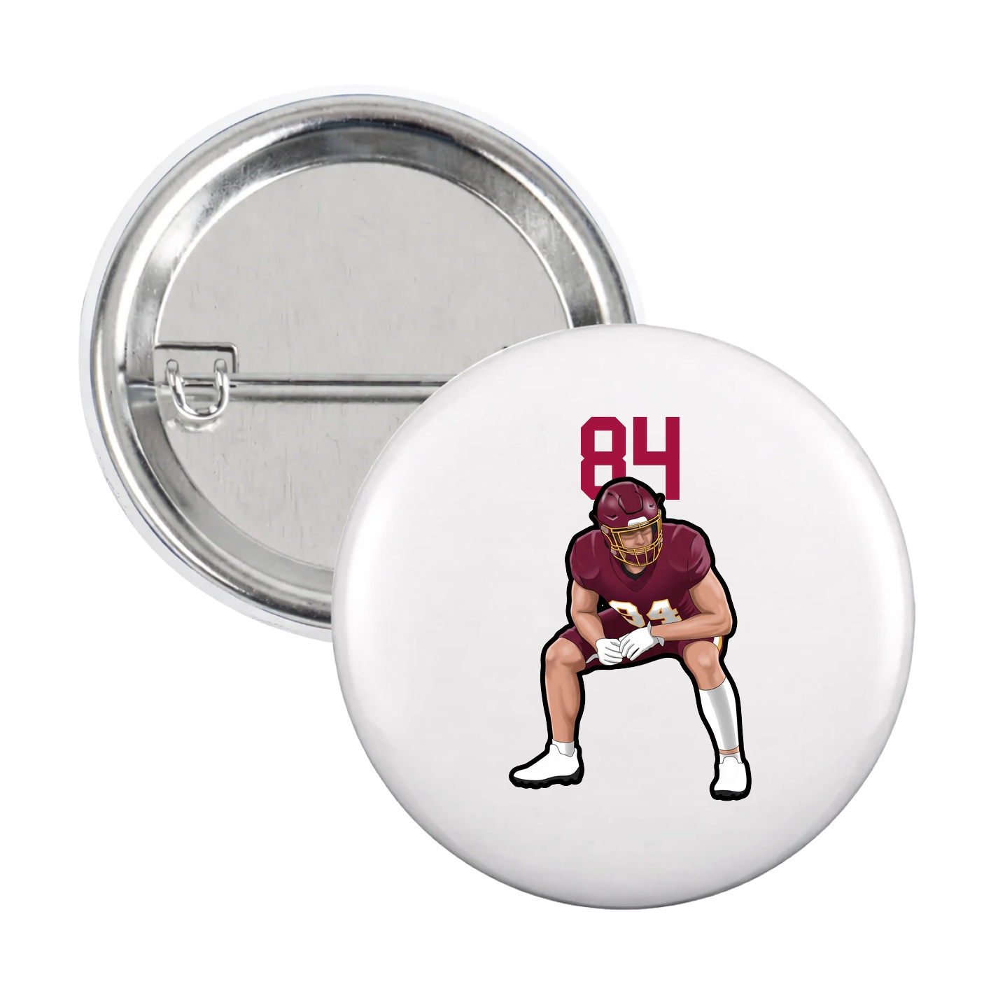Game Day Button — Number Top in White