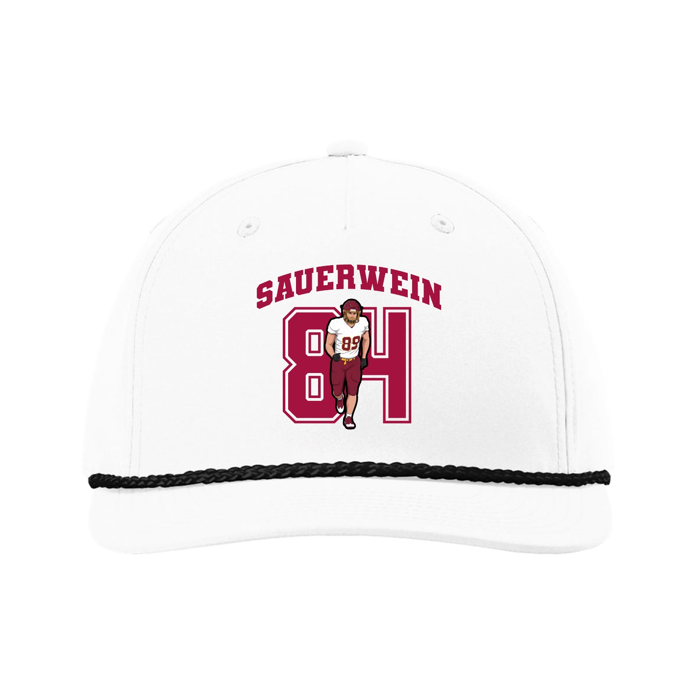 Five-Panel Classic Rope Cap — Number in White