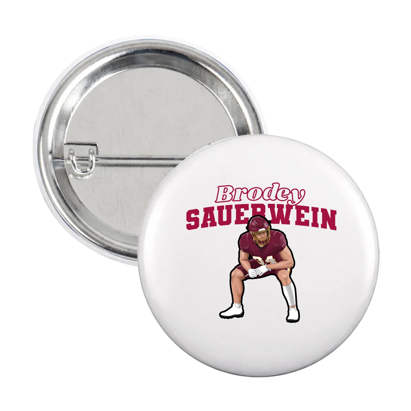 Game Day Button — Name Arch in White