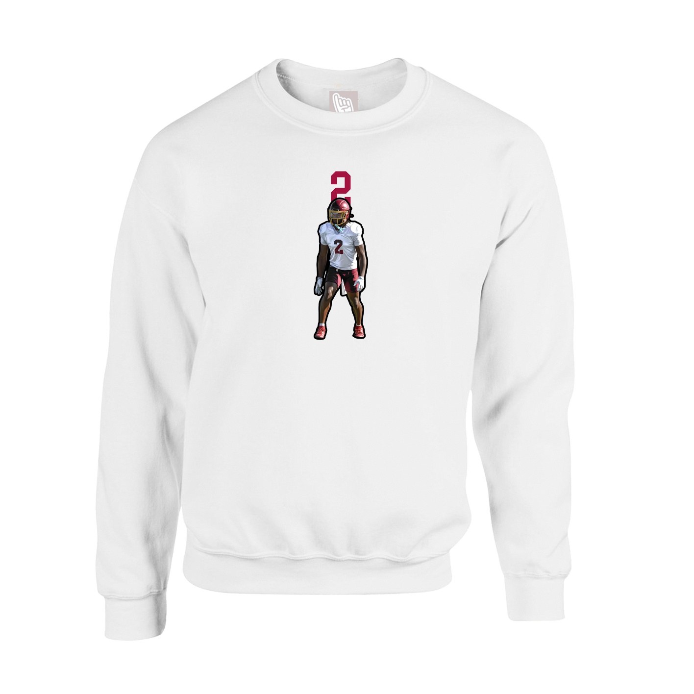 Fleece Crew — Number Top in White