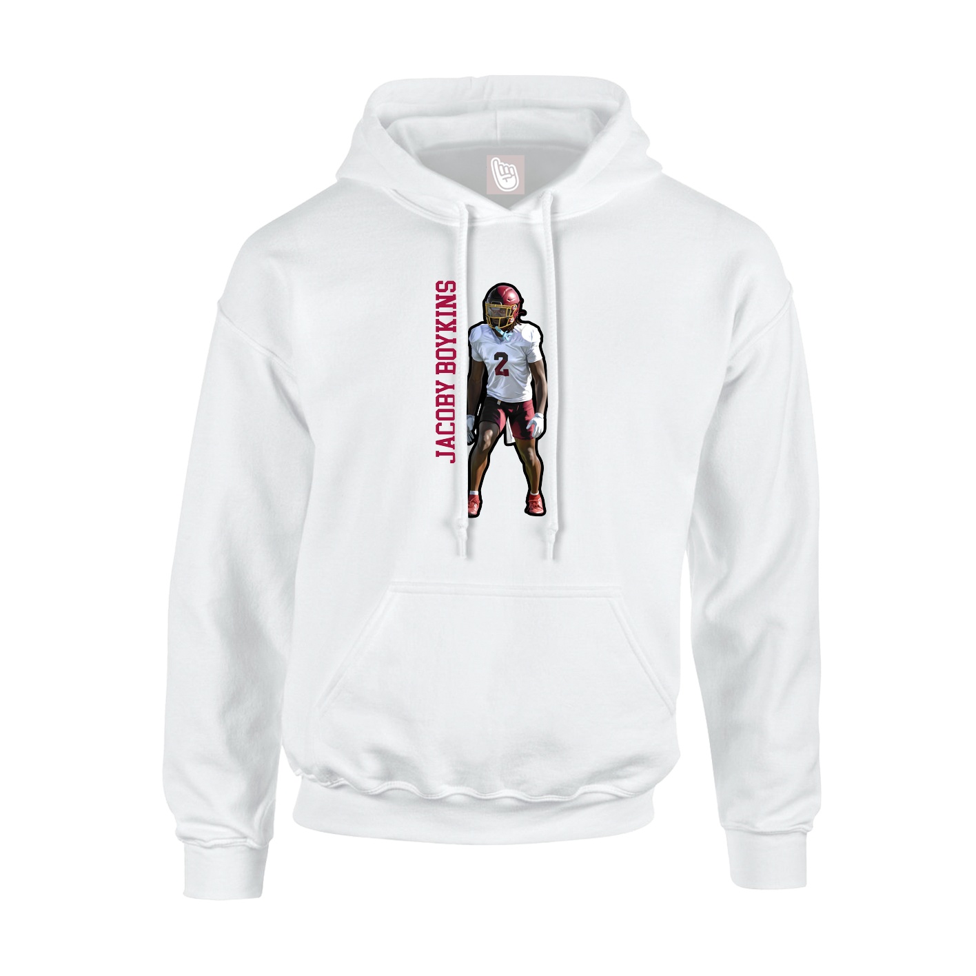 Youth Hoodie — Name Vertical in White