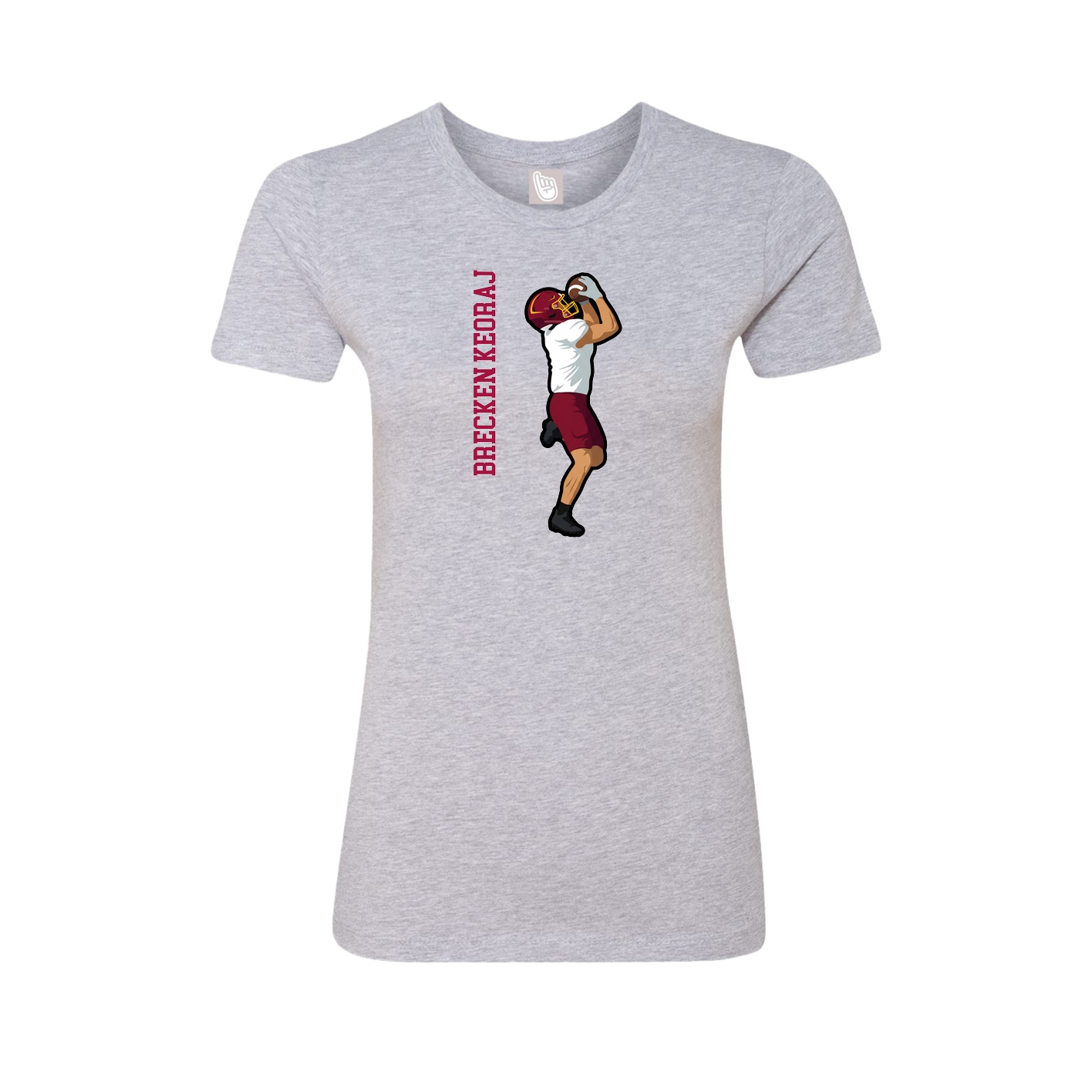 Fitted Women's Tee — Name Vertical in Grey