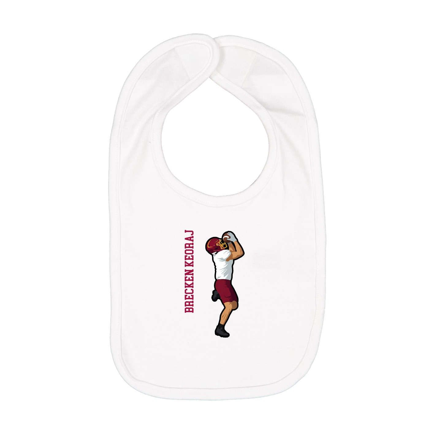 Infant Bib — Name Vertical in White