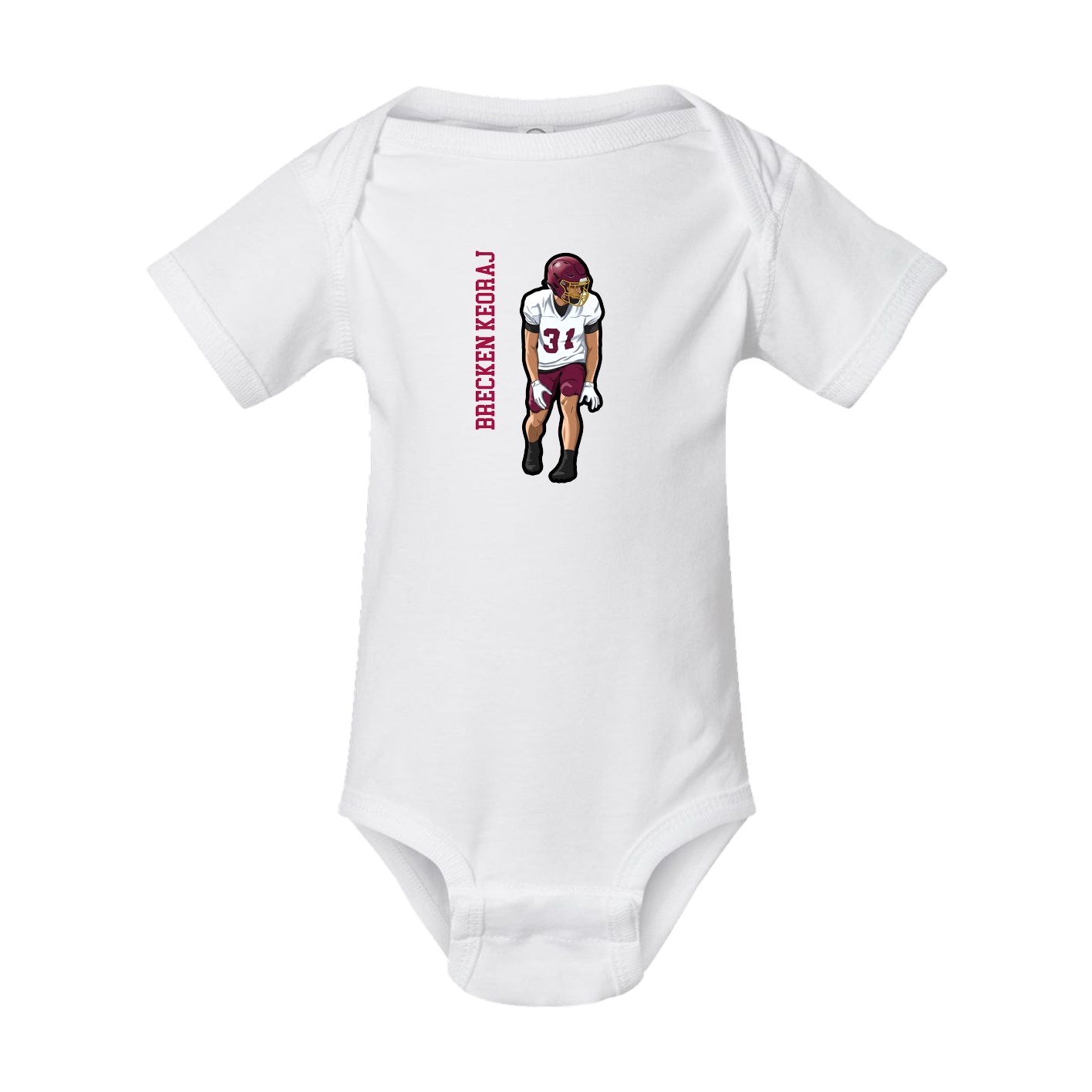 Baby Onesie — Name Vertical in White