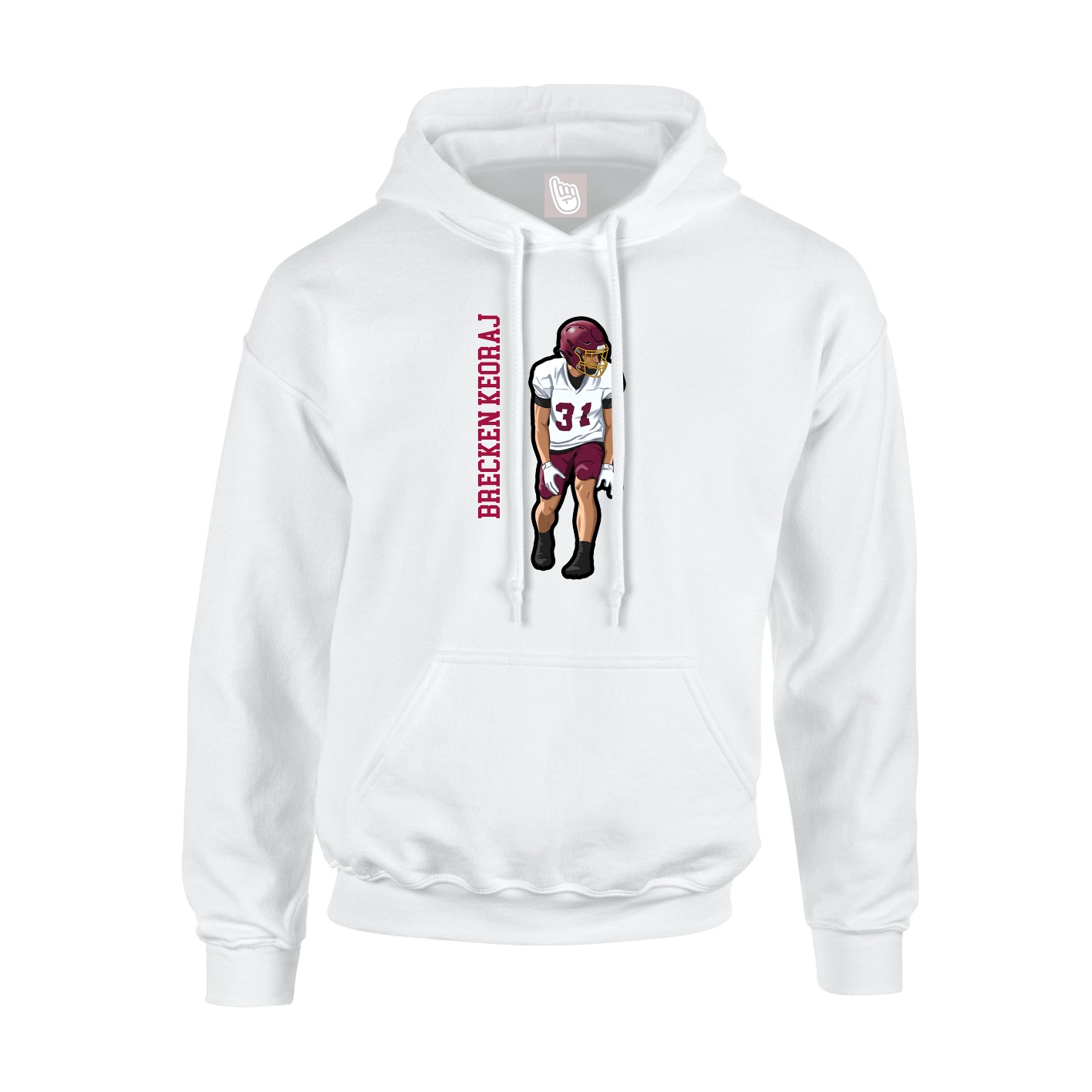 Youth Hoodie — Name Vertical in White