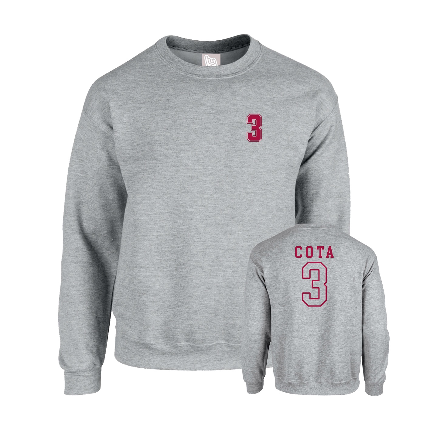 Fleece Crew — Chest Back in Grey
