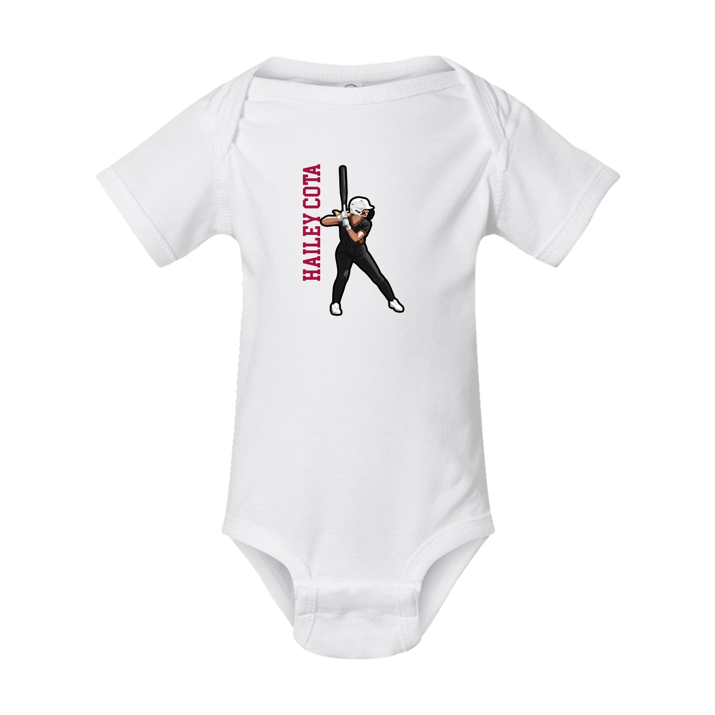Baby Onesie — Name Vertical in White