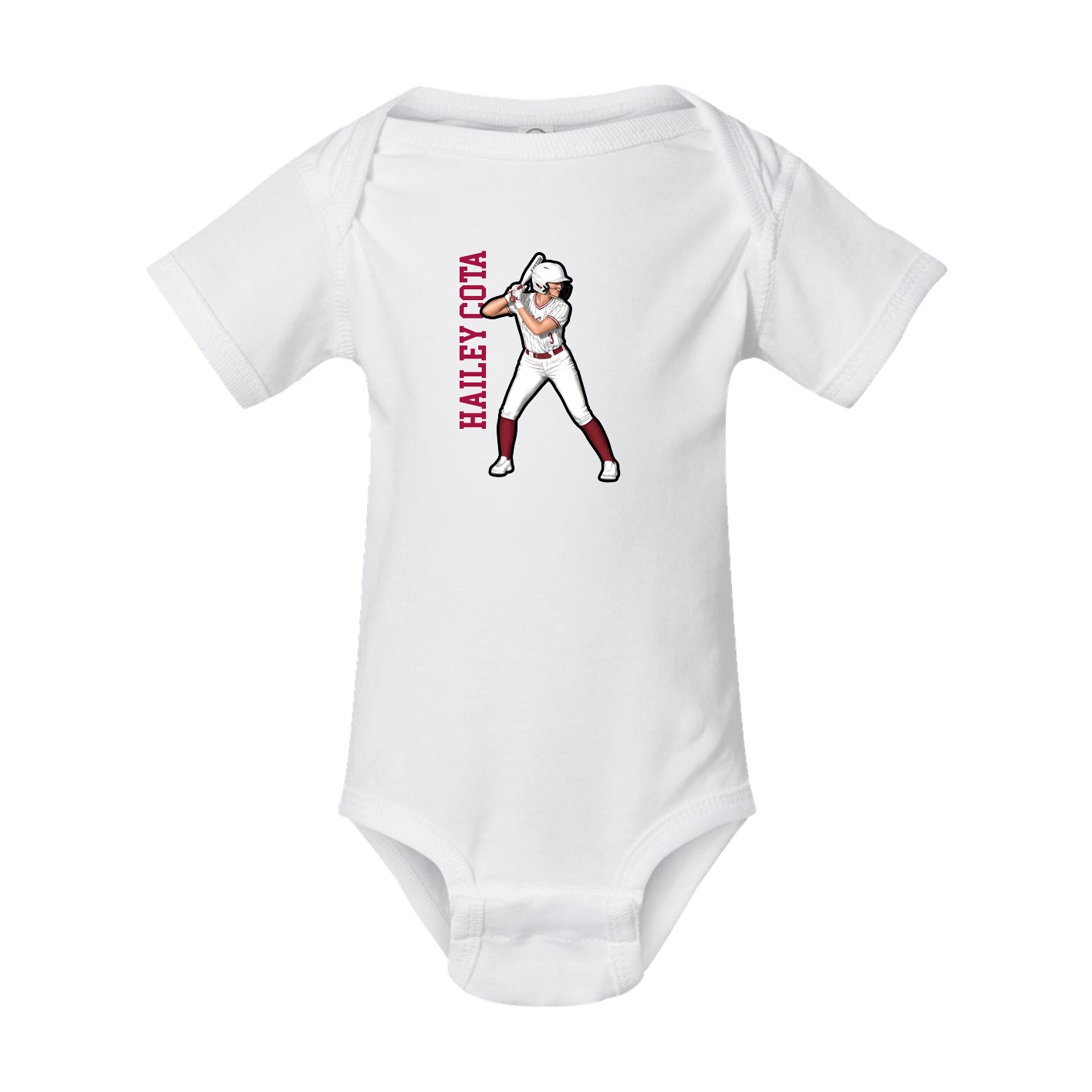 Baby Onesie — Name Vertical in White