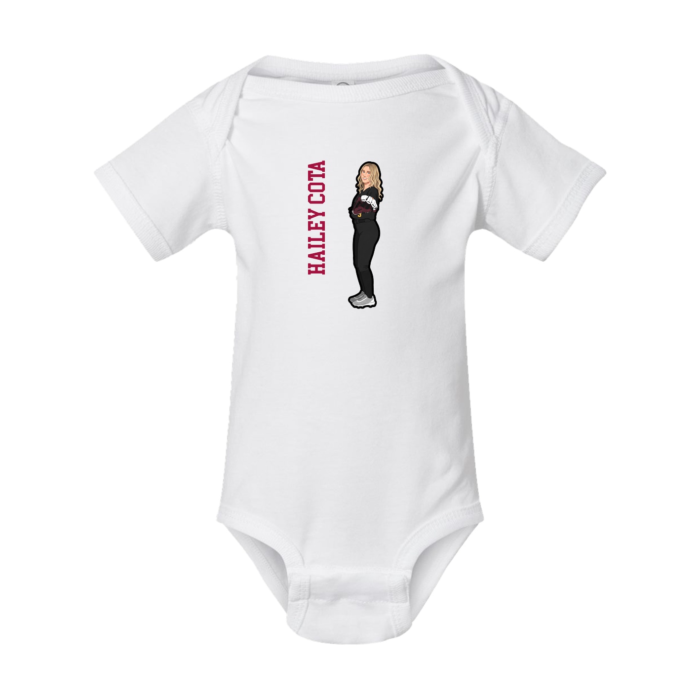 Baby Onesie — Name Vertical in White