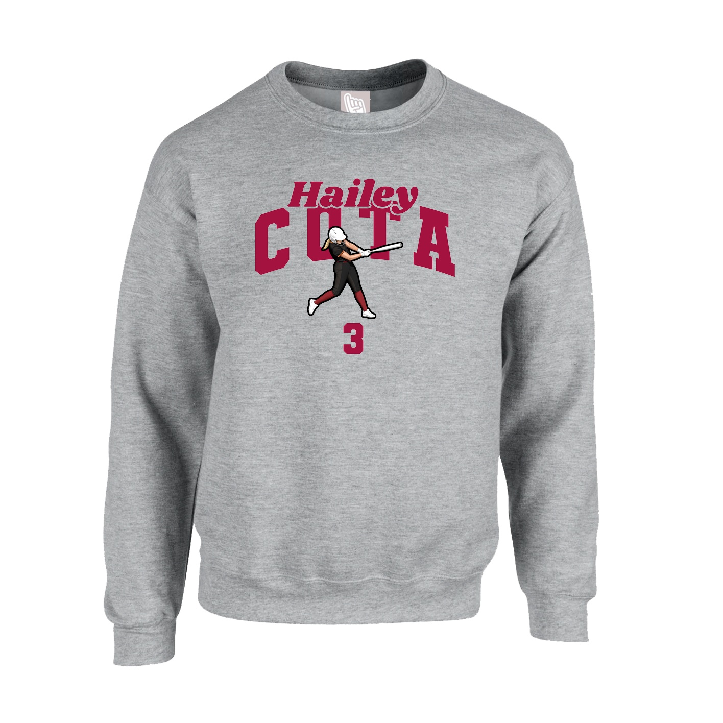 Fleece Crew — Signature Arch in Grey