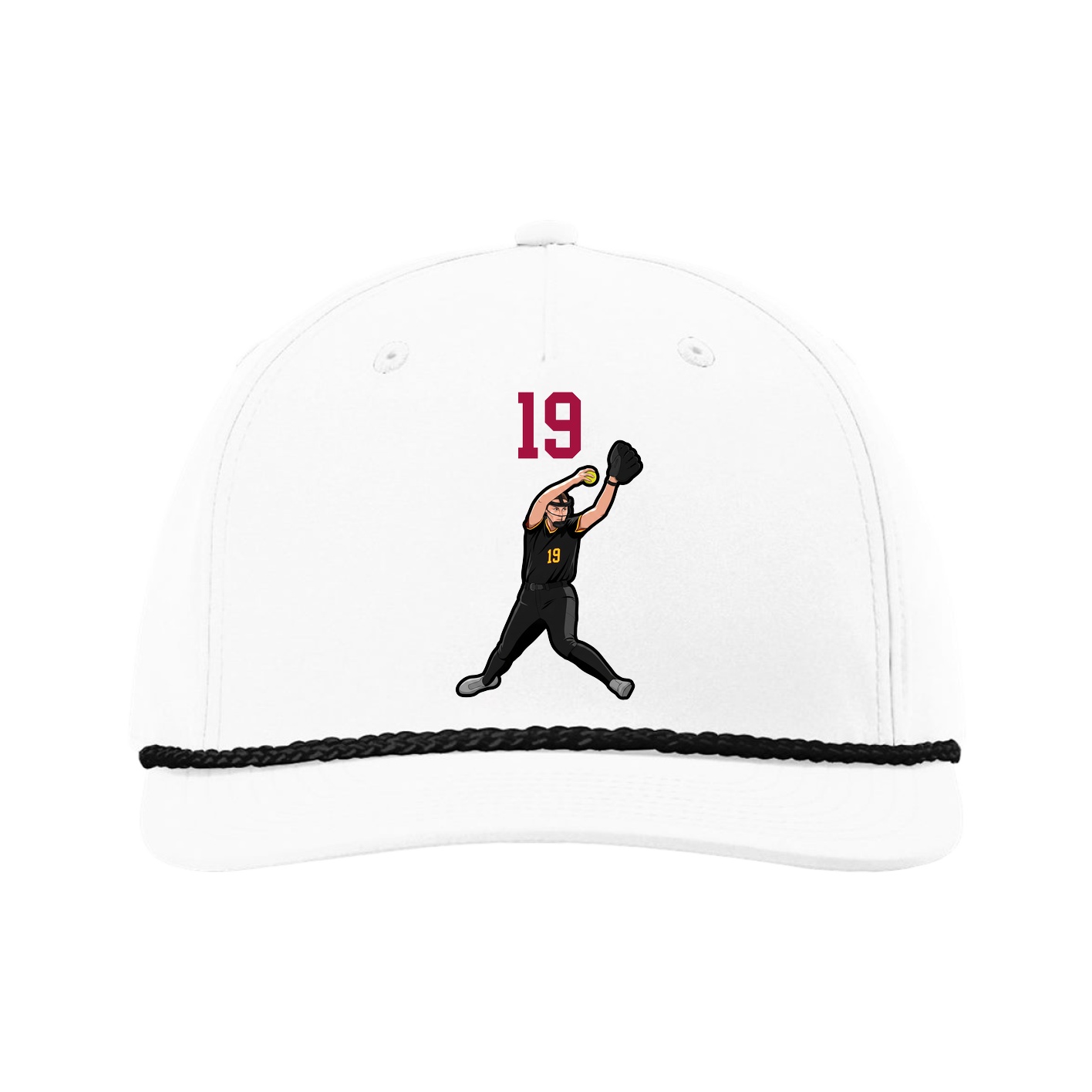 Five-Panel Classic Rope Cap — Number Top in White