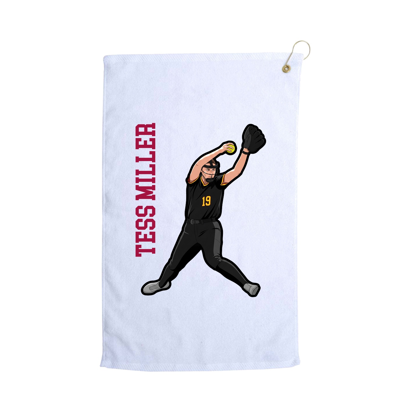 Golf Towel — Name Vertical in White