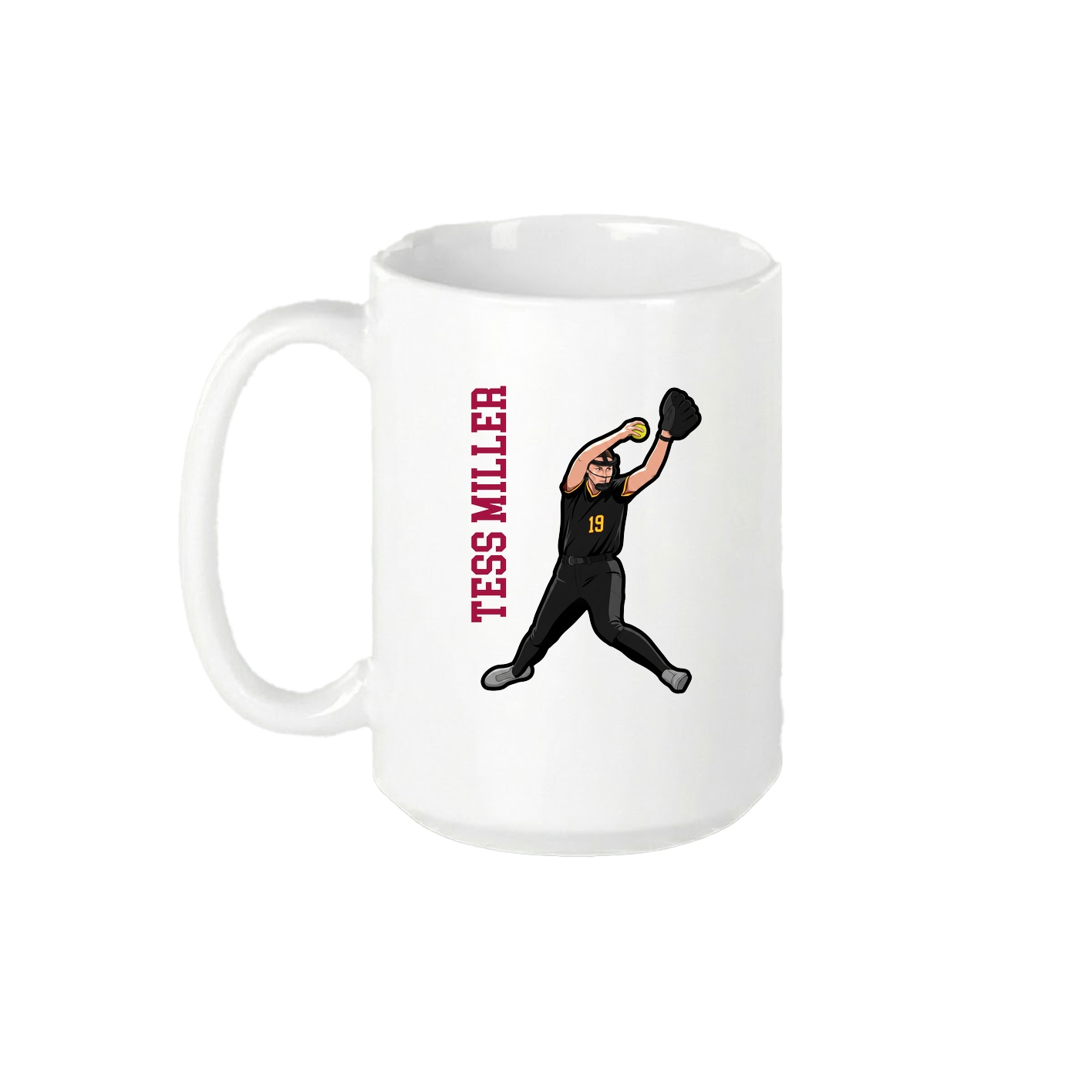 15oz Coffee Mug — Name Vertical in White