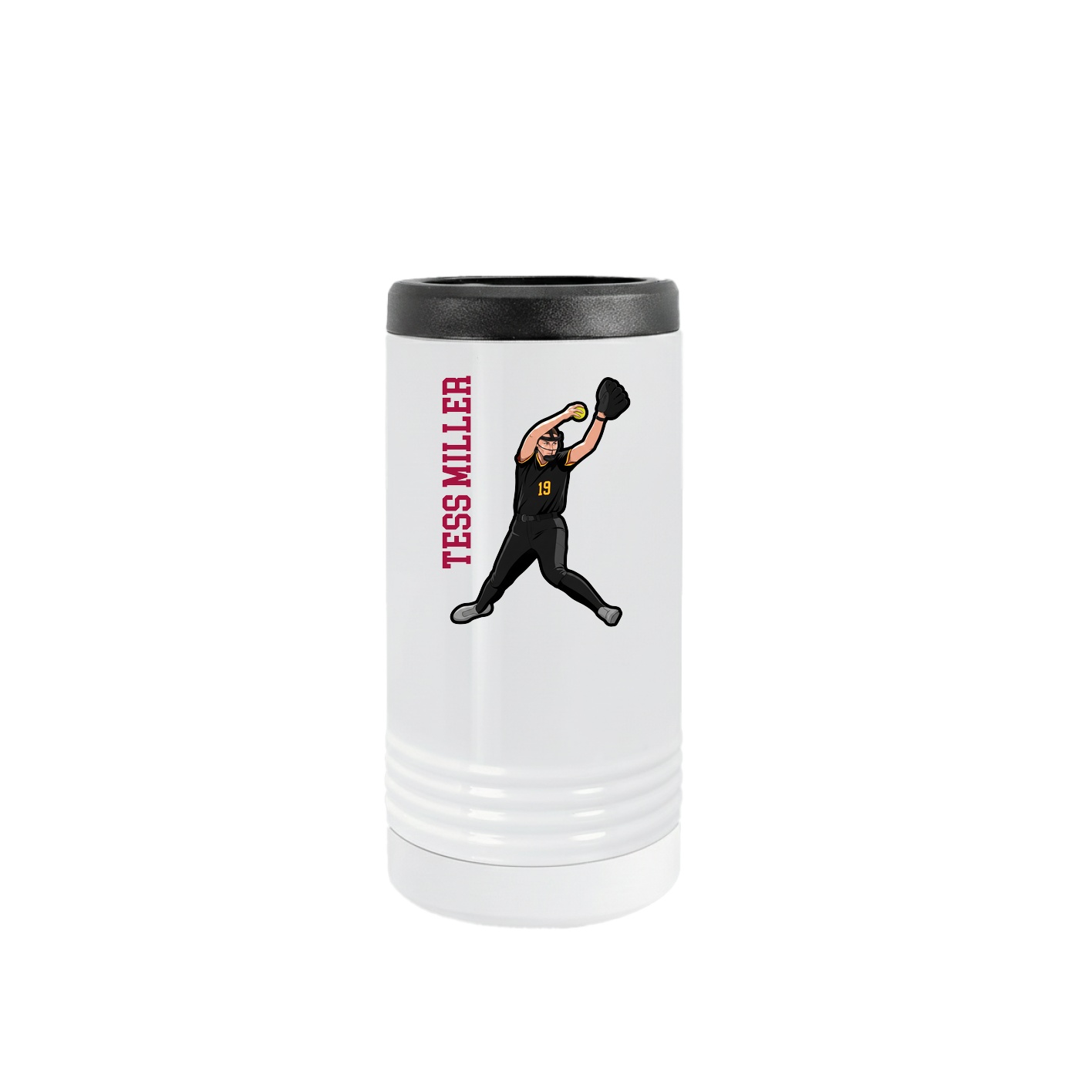 Slim Beverage Holder — Name Vertical in White