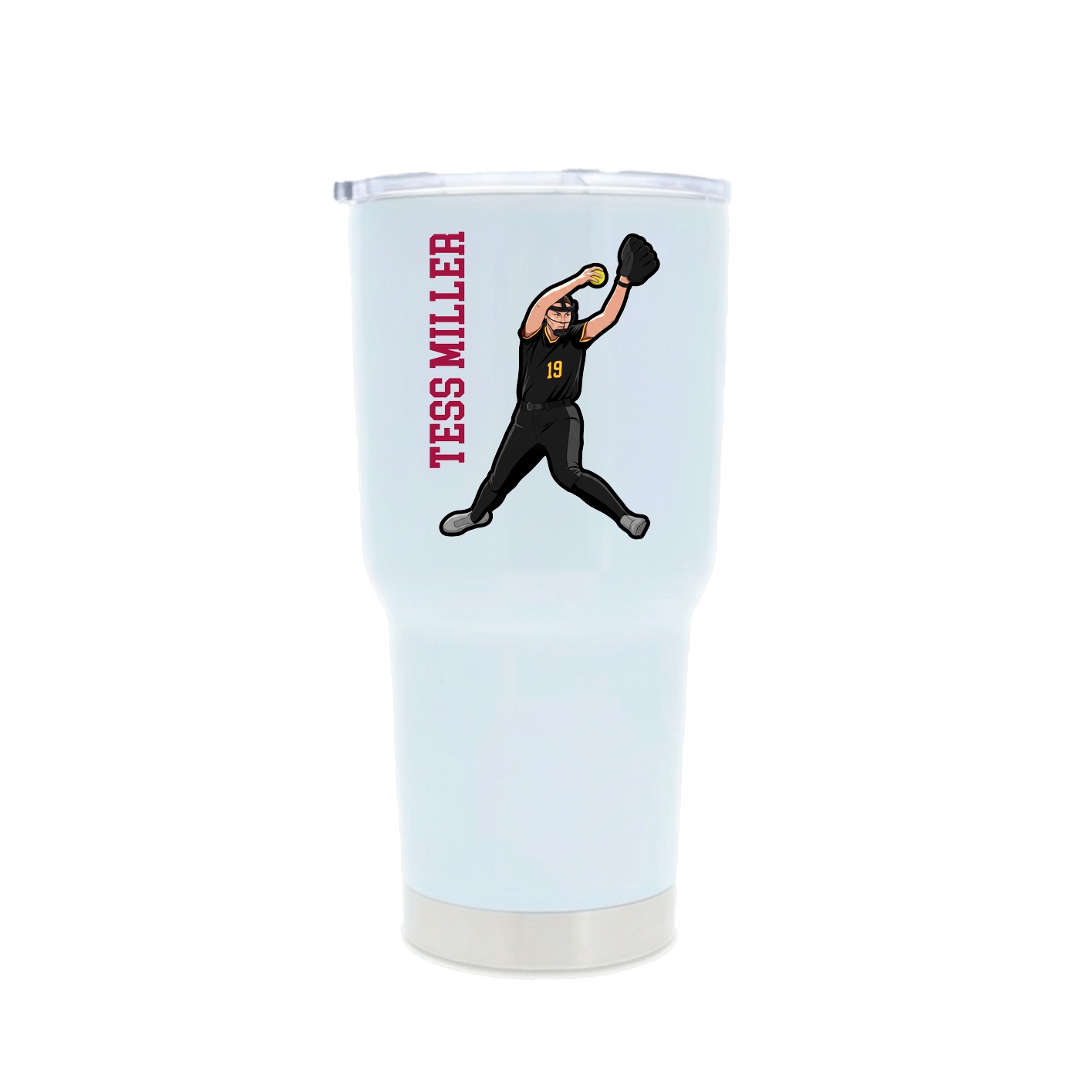 30oz Stainless Steel Tumbler — Name Vertical in White