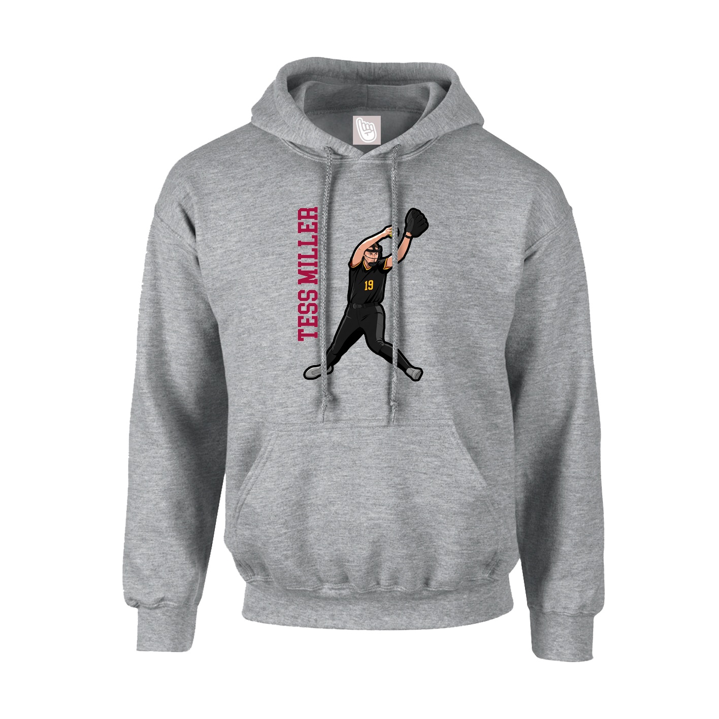 Youth Hoodie — Name Vertical in Grey