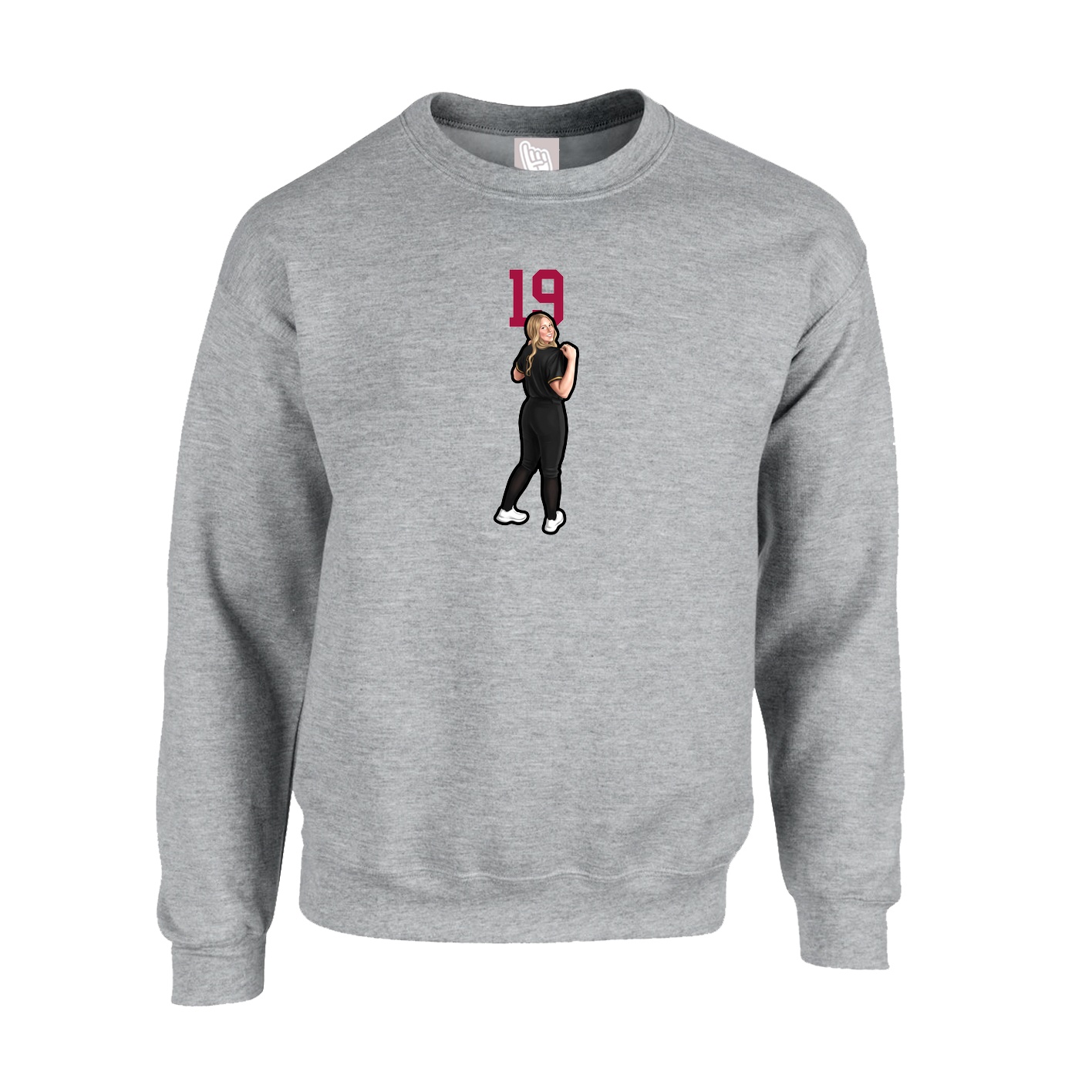 Fleece Crew — Number Top in Grey