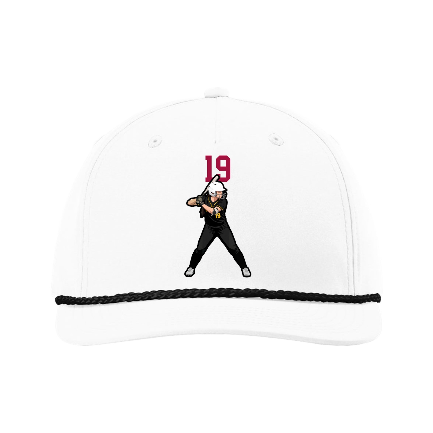 Five-Panel Classic Rope Cap — Number Top in White