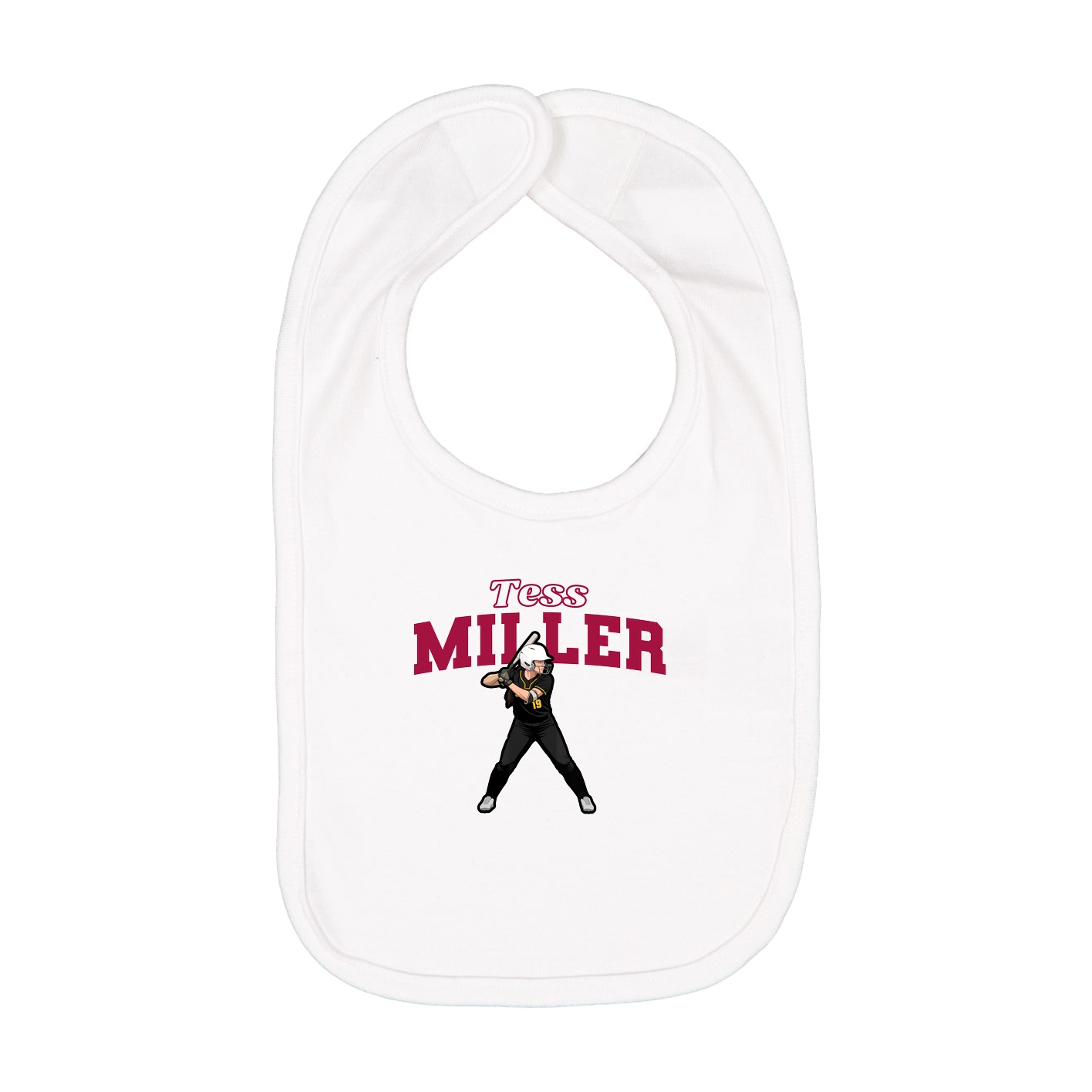 Infant Bib — Name Arch in White