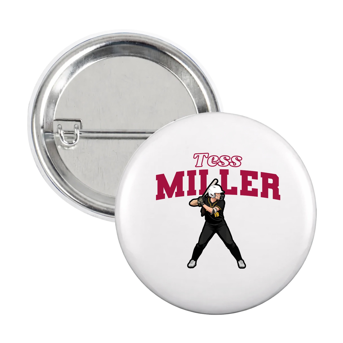 Game Day Button — Name Arch in White