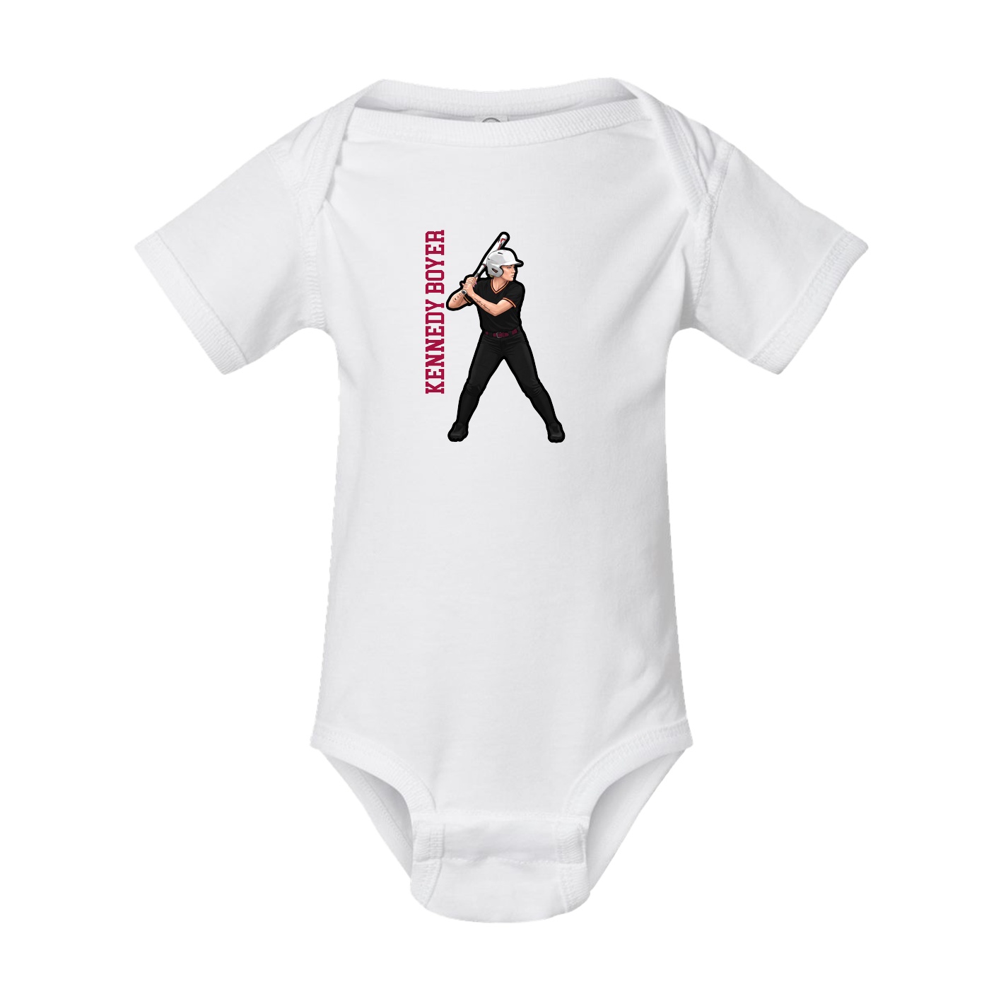 Baby Onesie — Name Vertical in White
