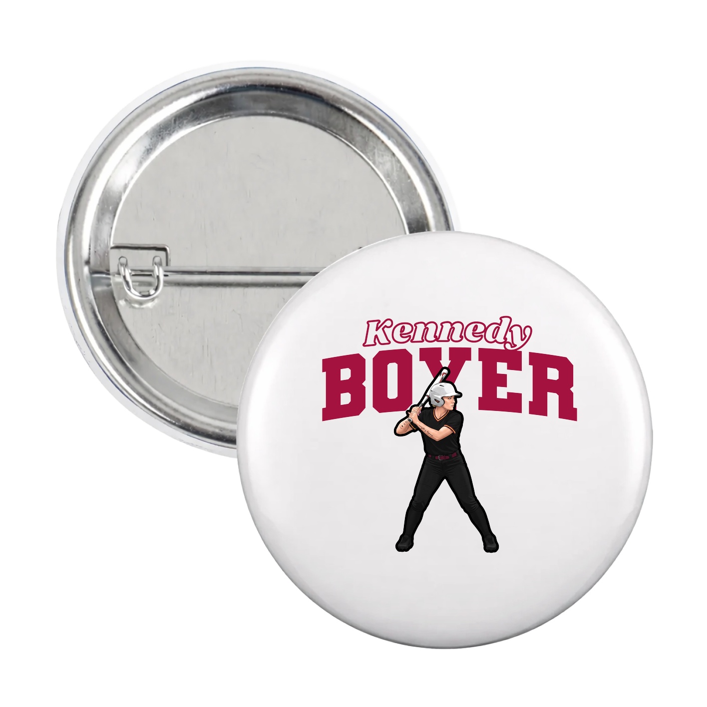 Game Day Button — Name Arch in White
