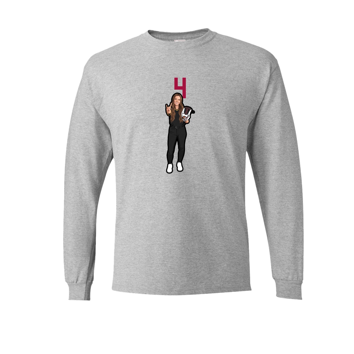 Long Sleeve Tee — Number Top in Grey