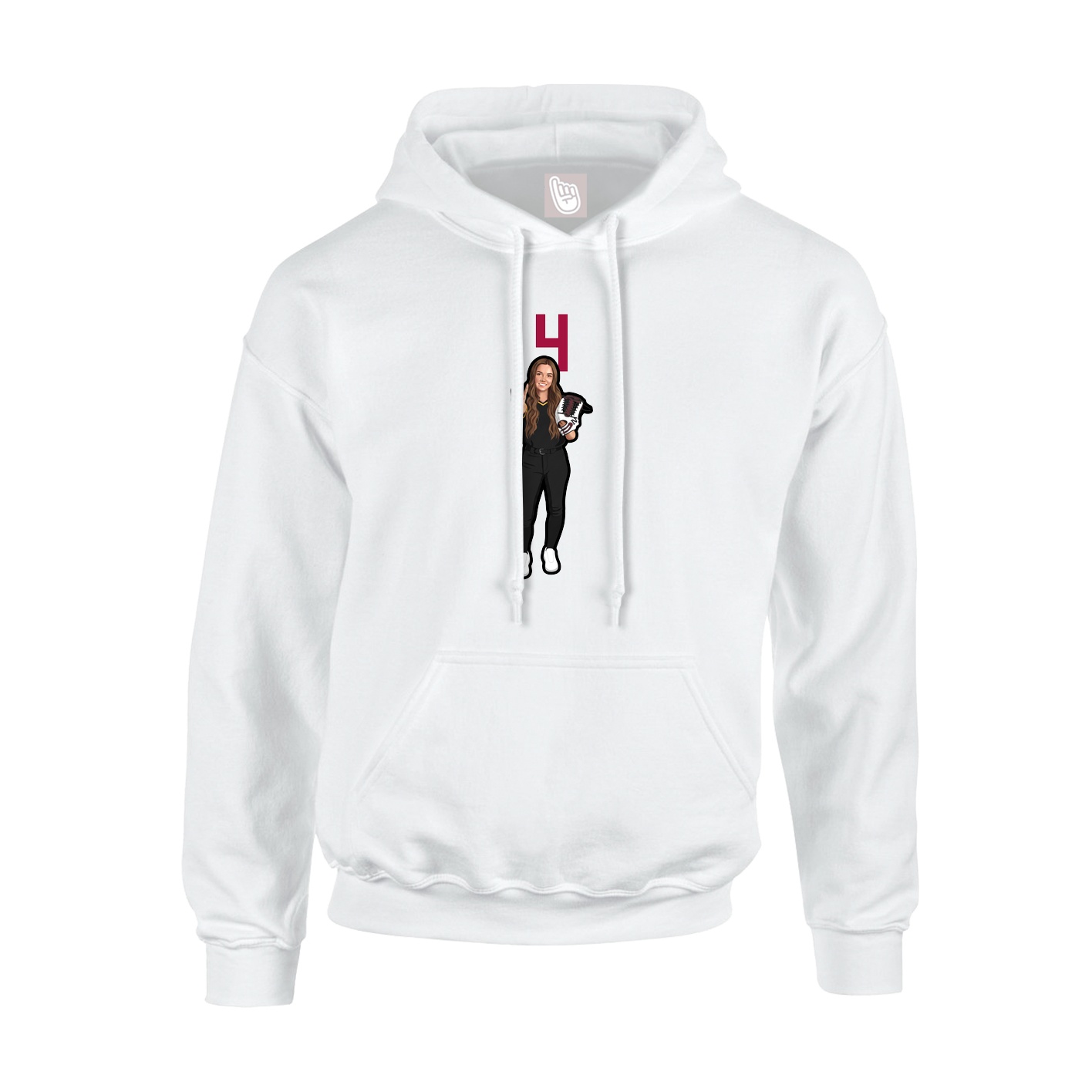 Youth Hoodie — Number Top in White