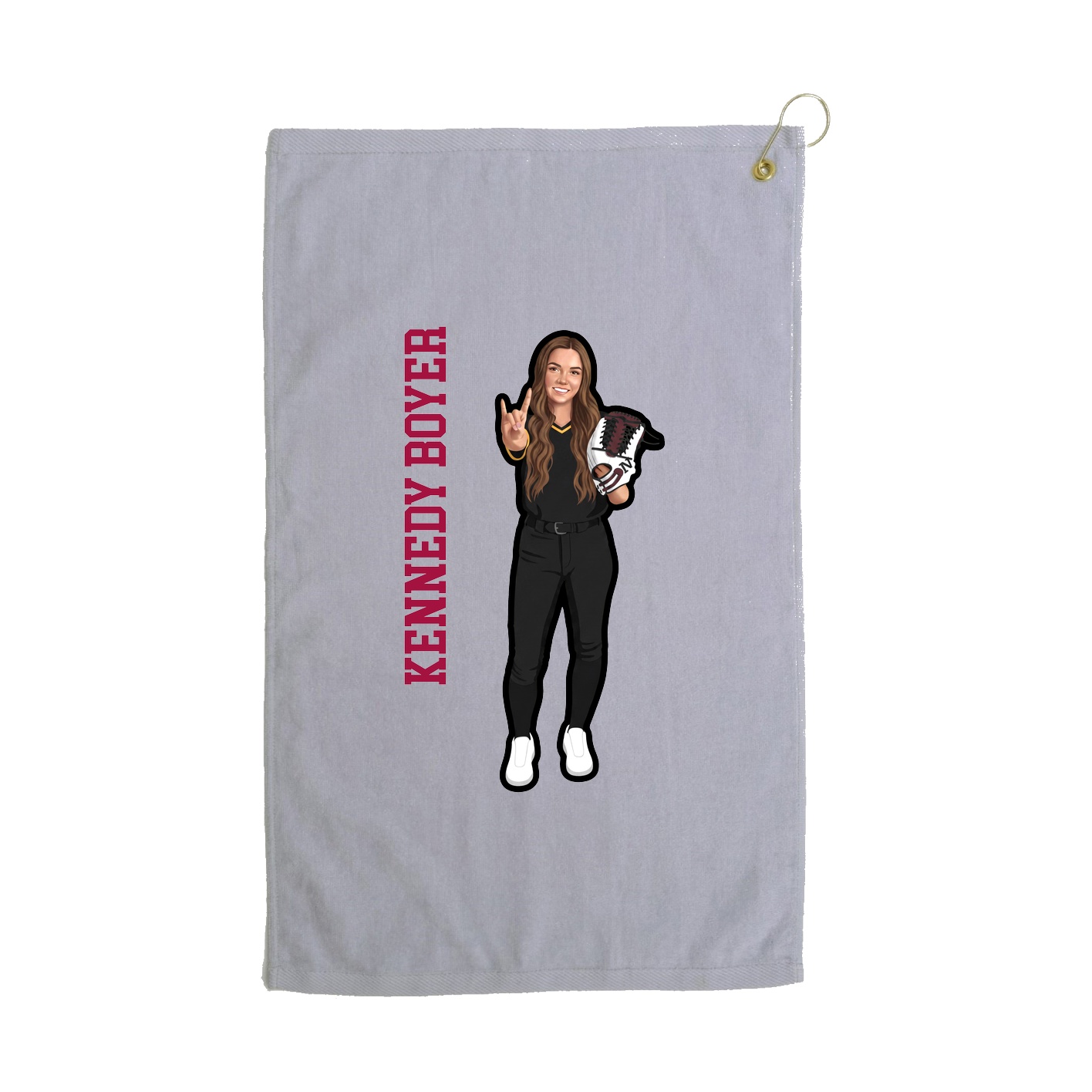 Golf Towel — Name Vertical in Grey