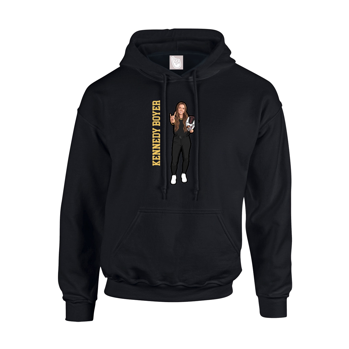 Youth Hoodie — Name Vertical in Black