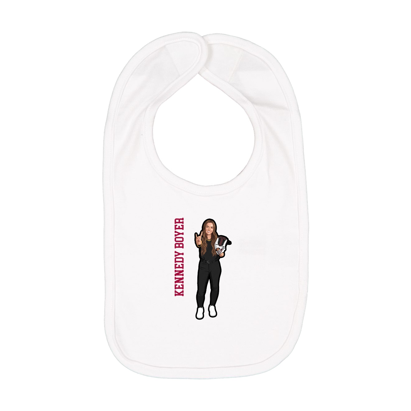 Infant Bib — Name Vertical in White