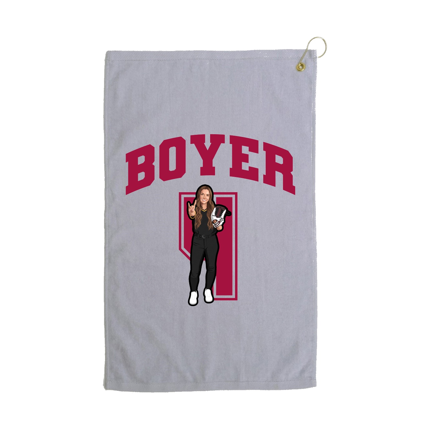 Golf Towel — Number in Grey