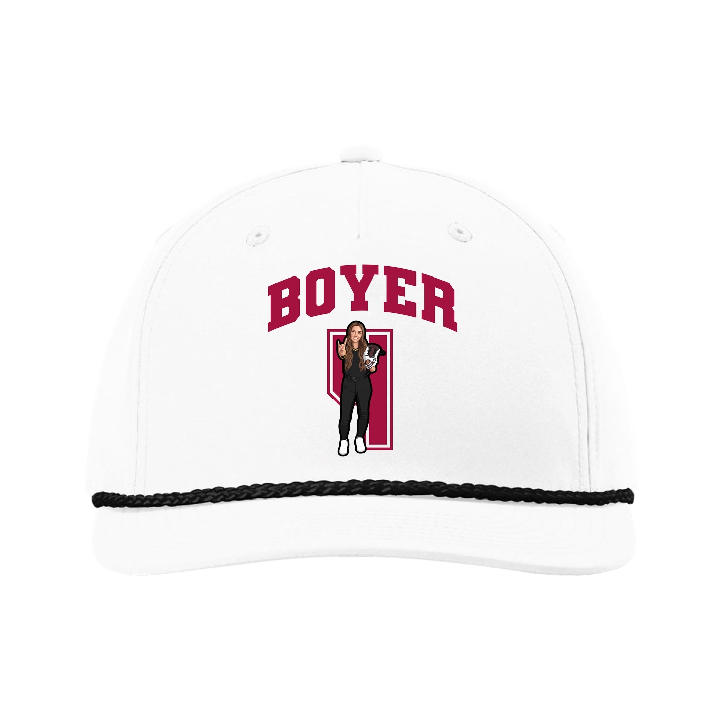 Five-Panel Classic Rope Cap — Number in White
