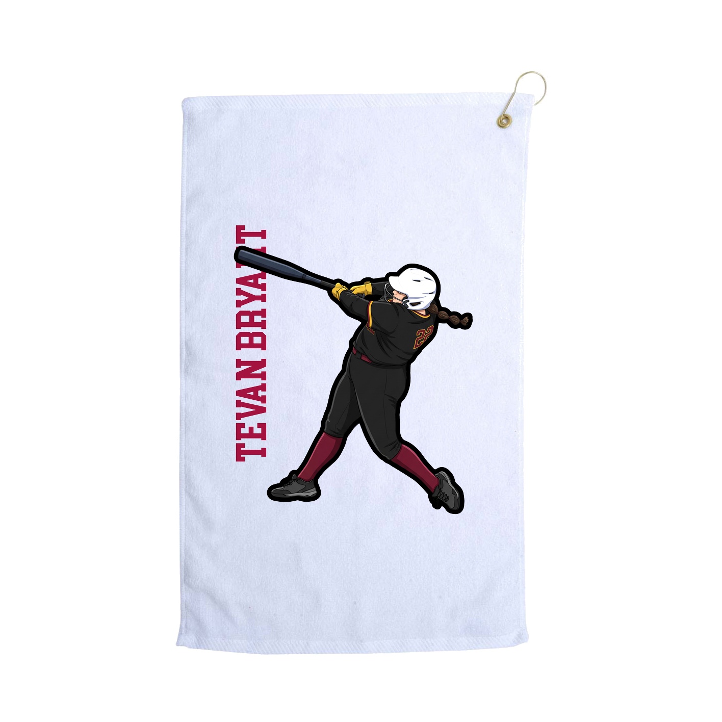 Golf Towel — Name Vertical in White