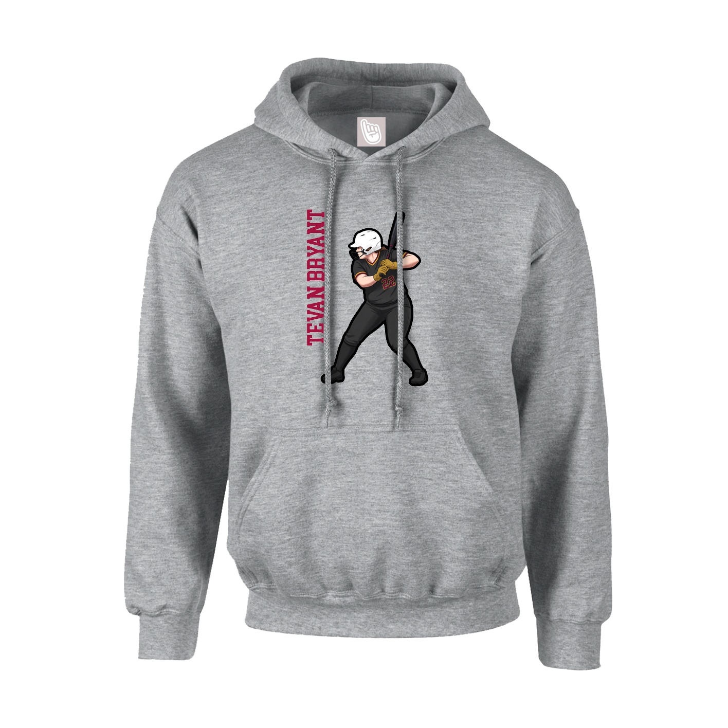 Youth Hoodie — Name Vertical in Grey