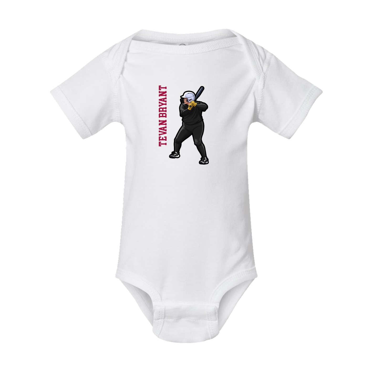 Baby Onesie — Name Vertical in White