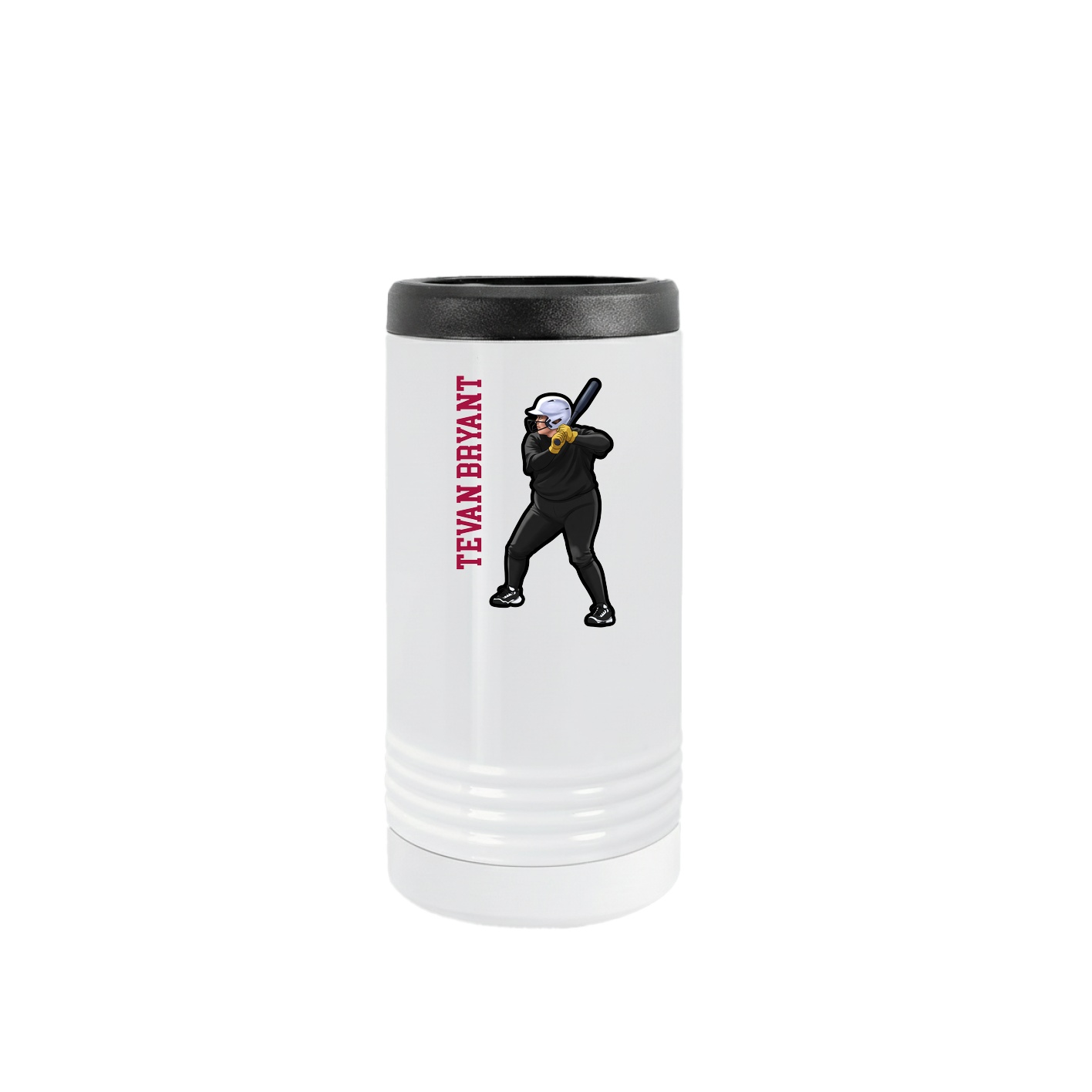Slim Beverage Holder — Name Vertical in White