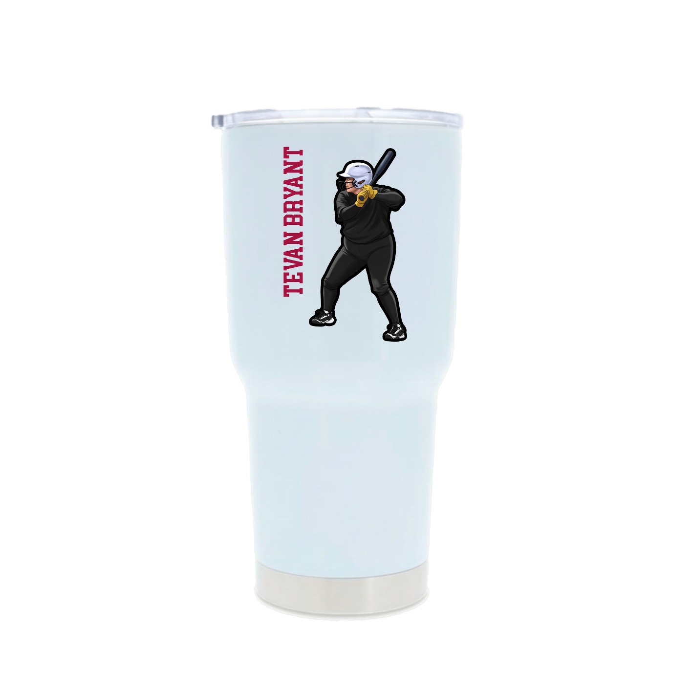 30oz Stainless Steel Tumbler — Name Vertical in White