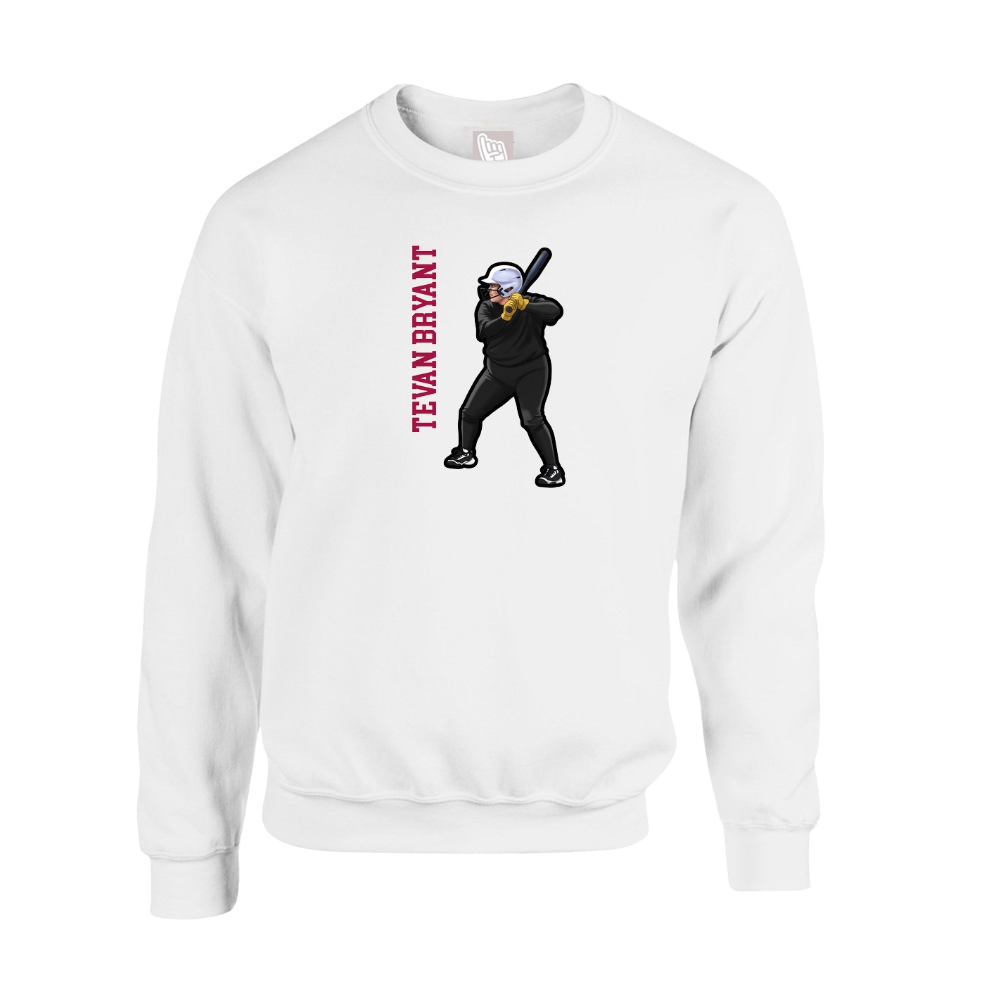 Fleece Crew — Name Vertical in White