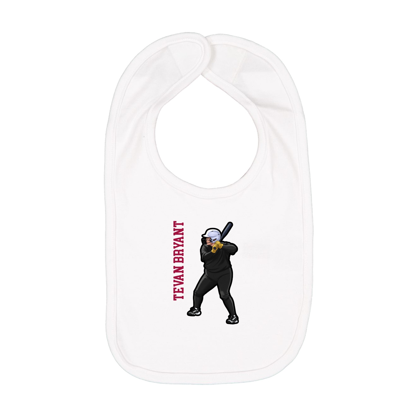 Infant Bib — Name Vertical in White