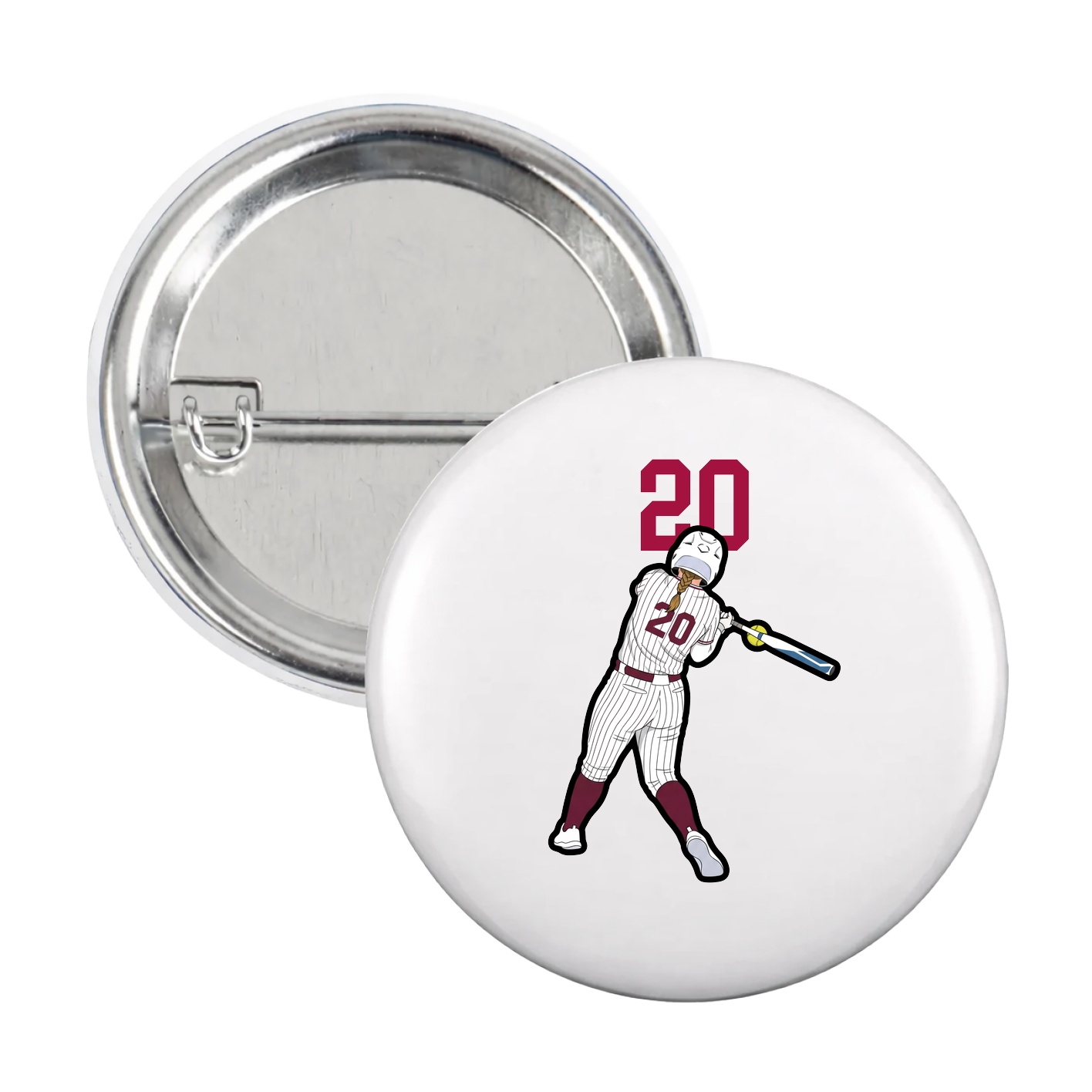 Game Day Button — Number Top in White