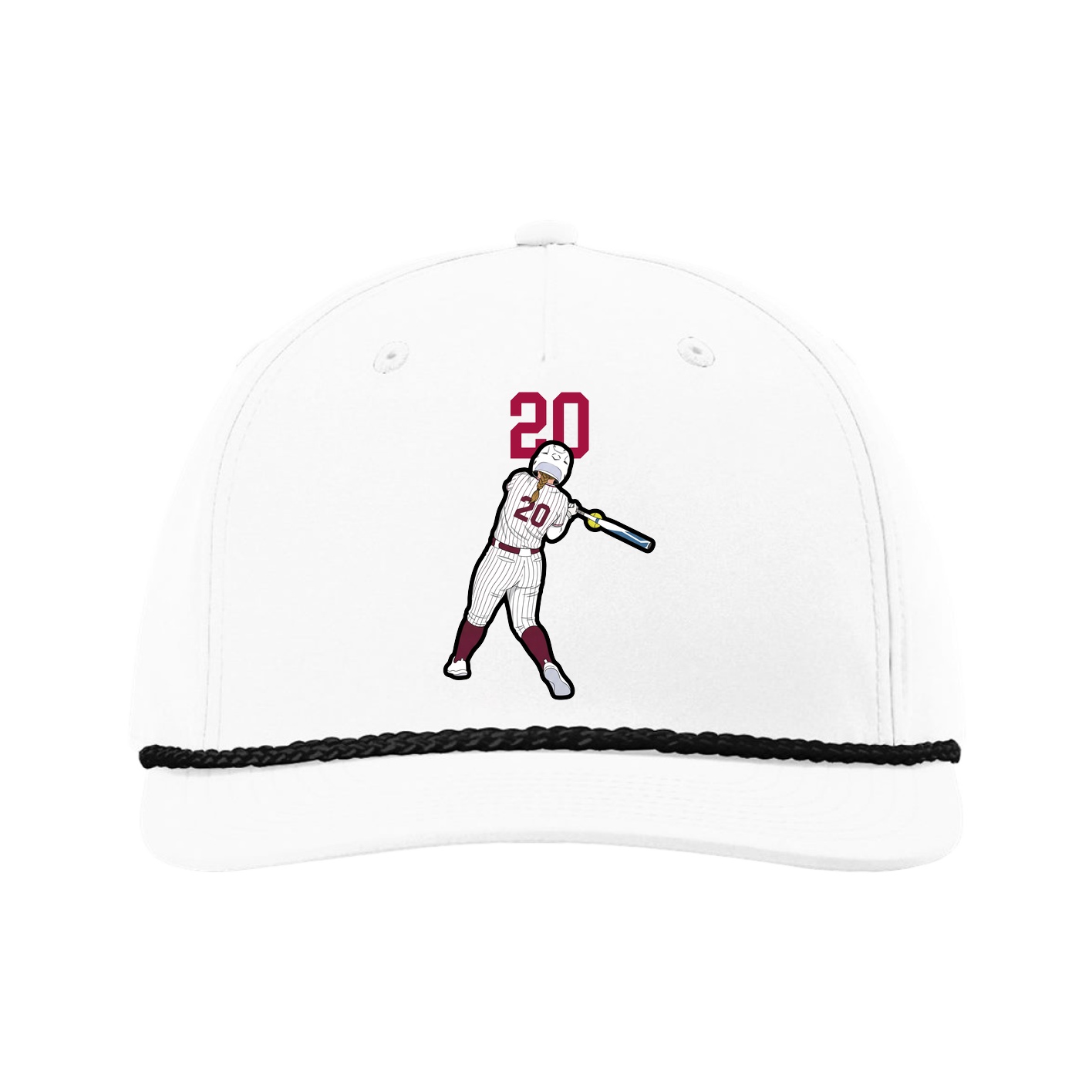 Five-Panel Classic Rope Cap — Number Top in White