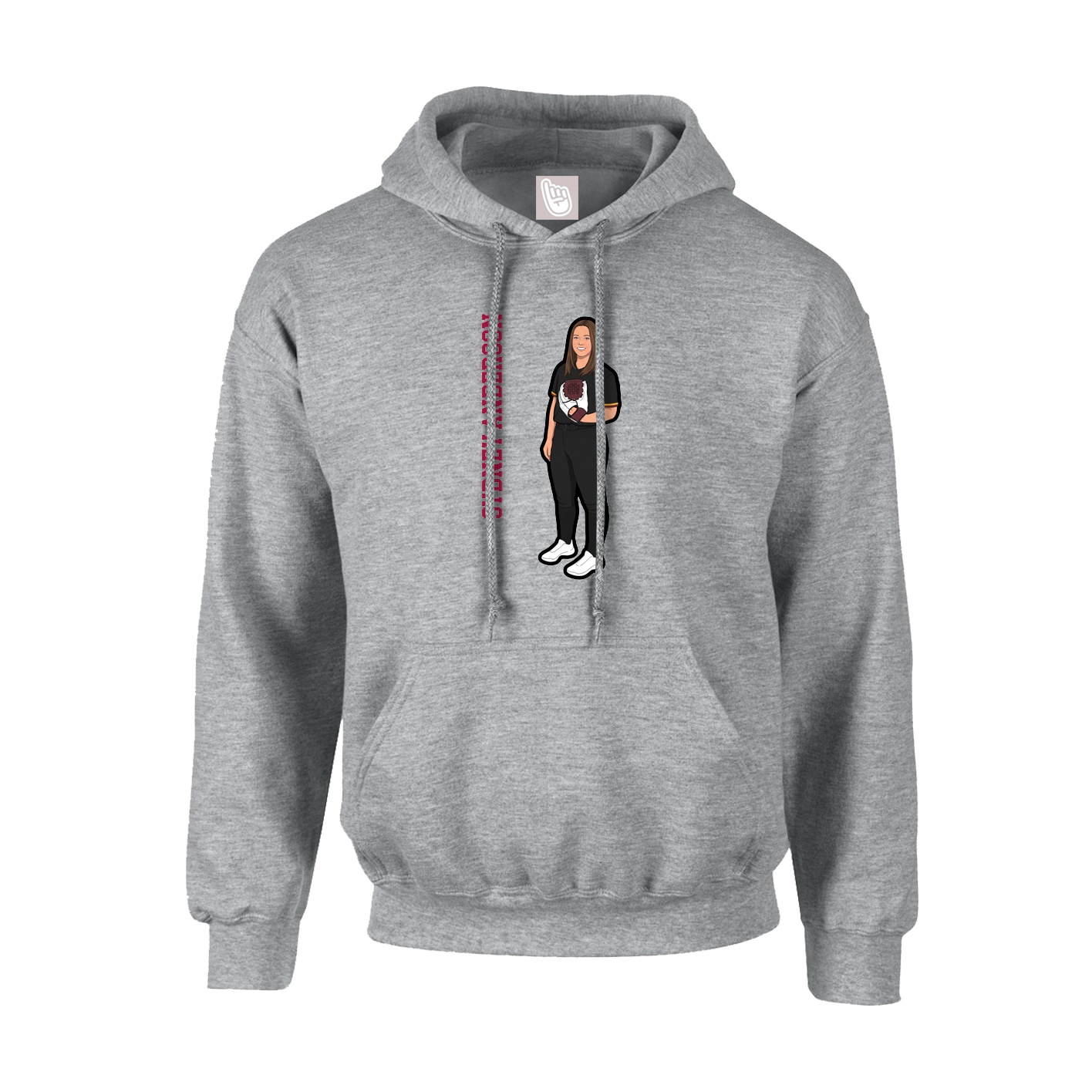 Youth Hoodie — Name Vertical in Grey