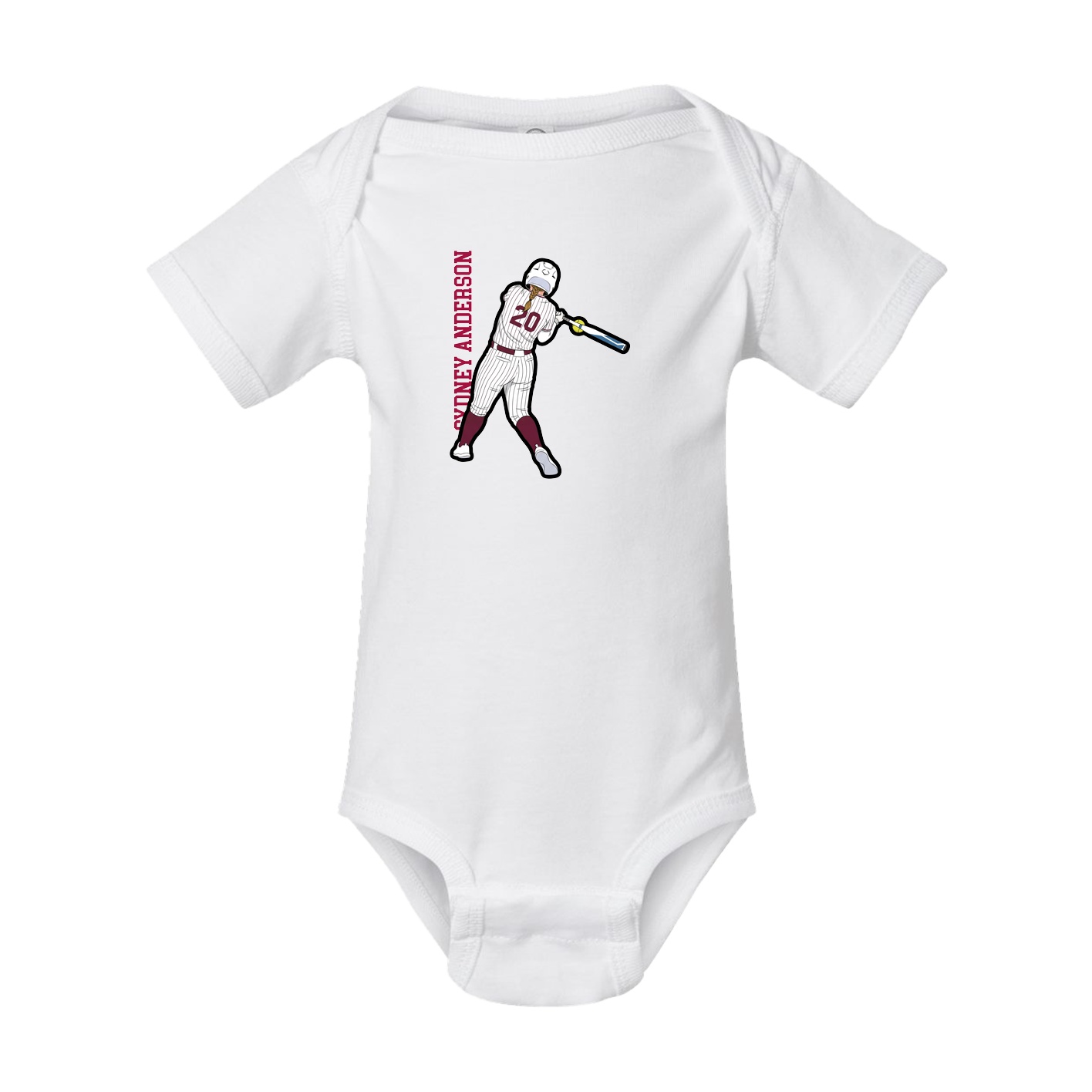 Baby Onesie — Name Vertical in White