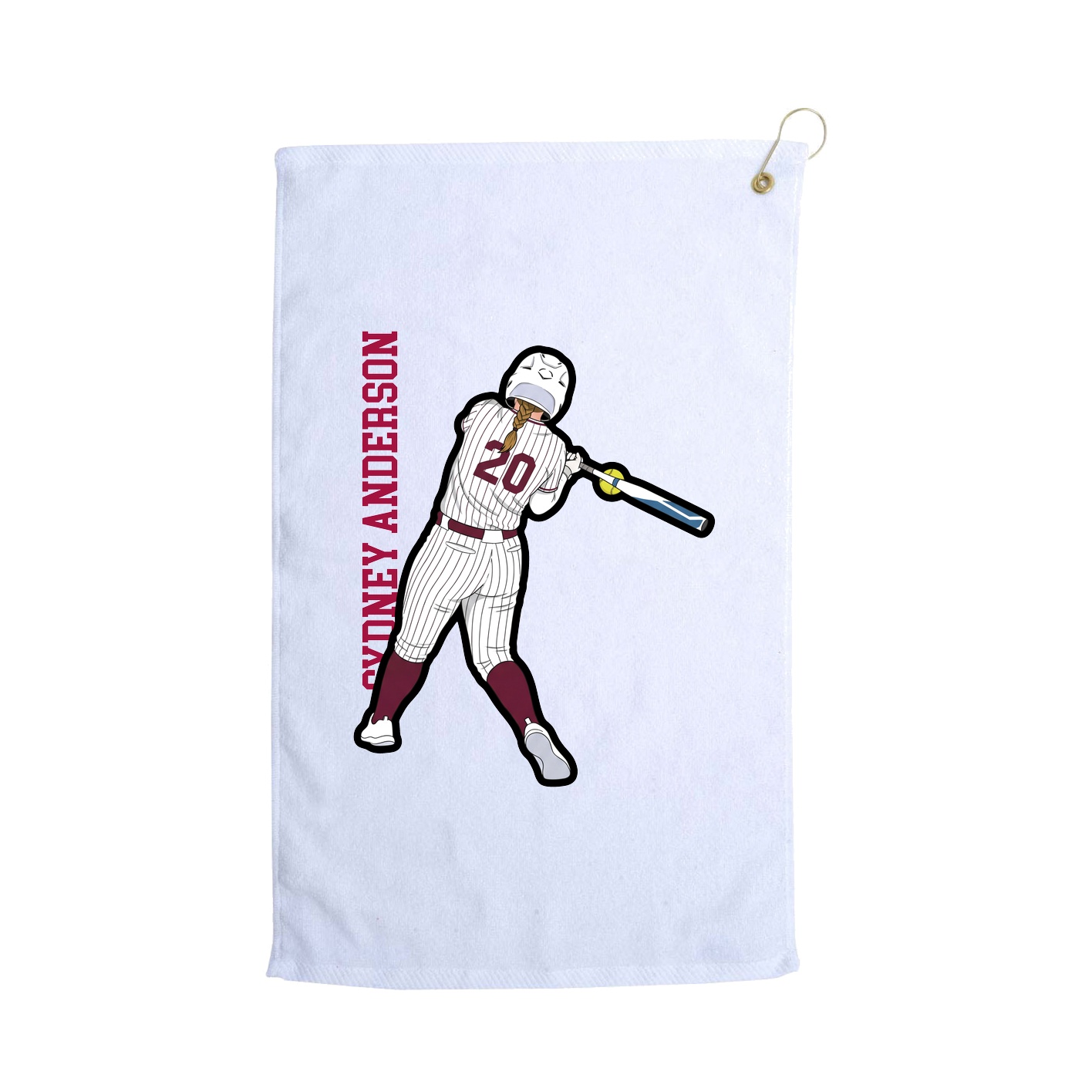 Golf Towel — Name Vertical in White