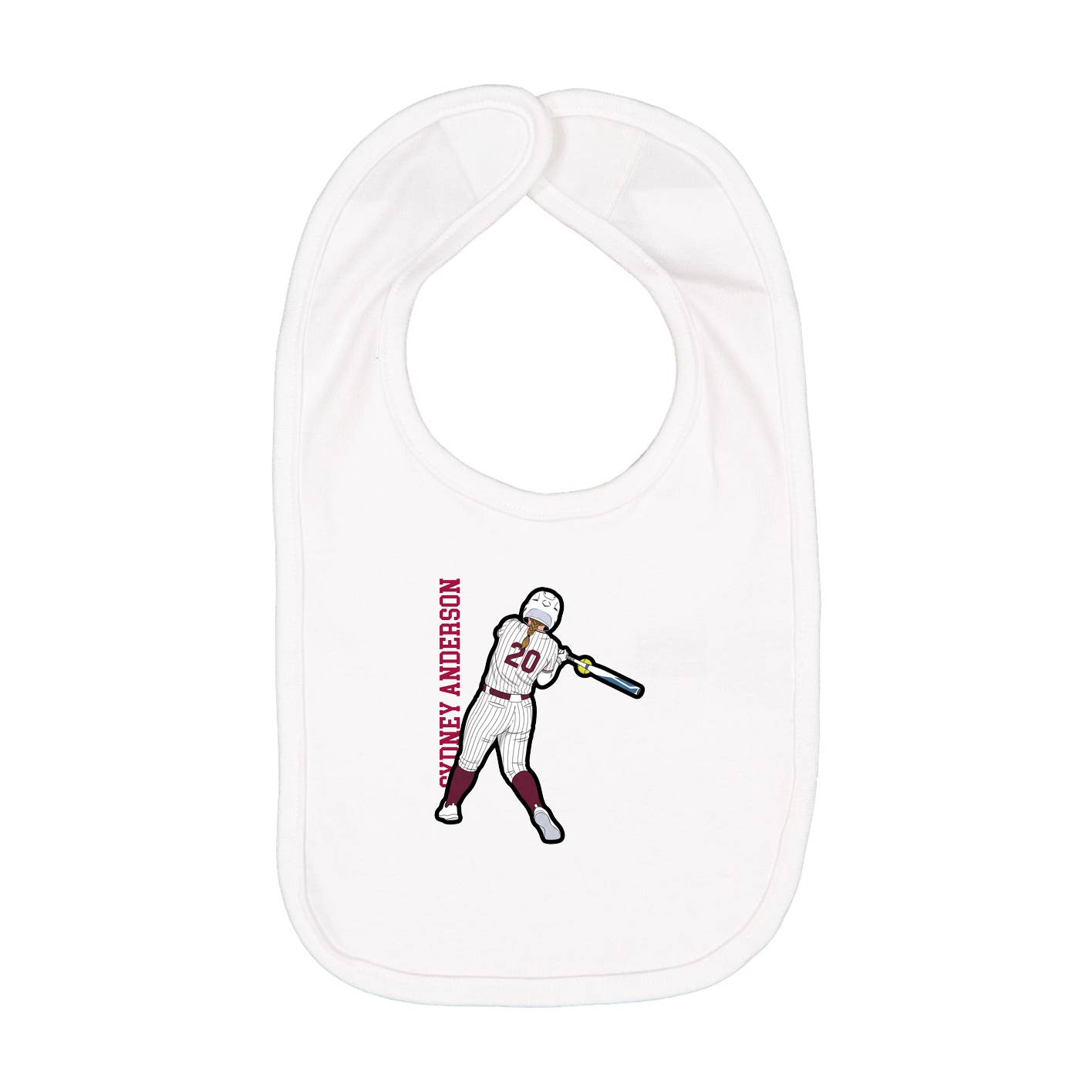 Infant Bib — Name Vertical in White