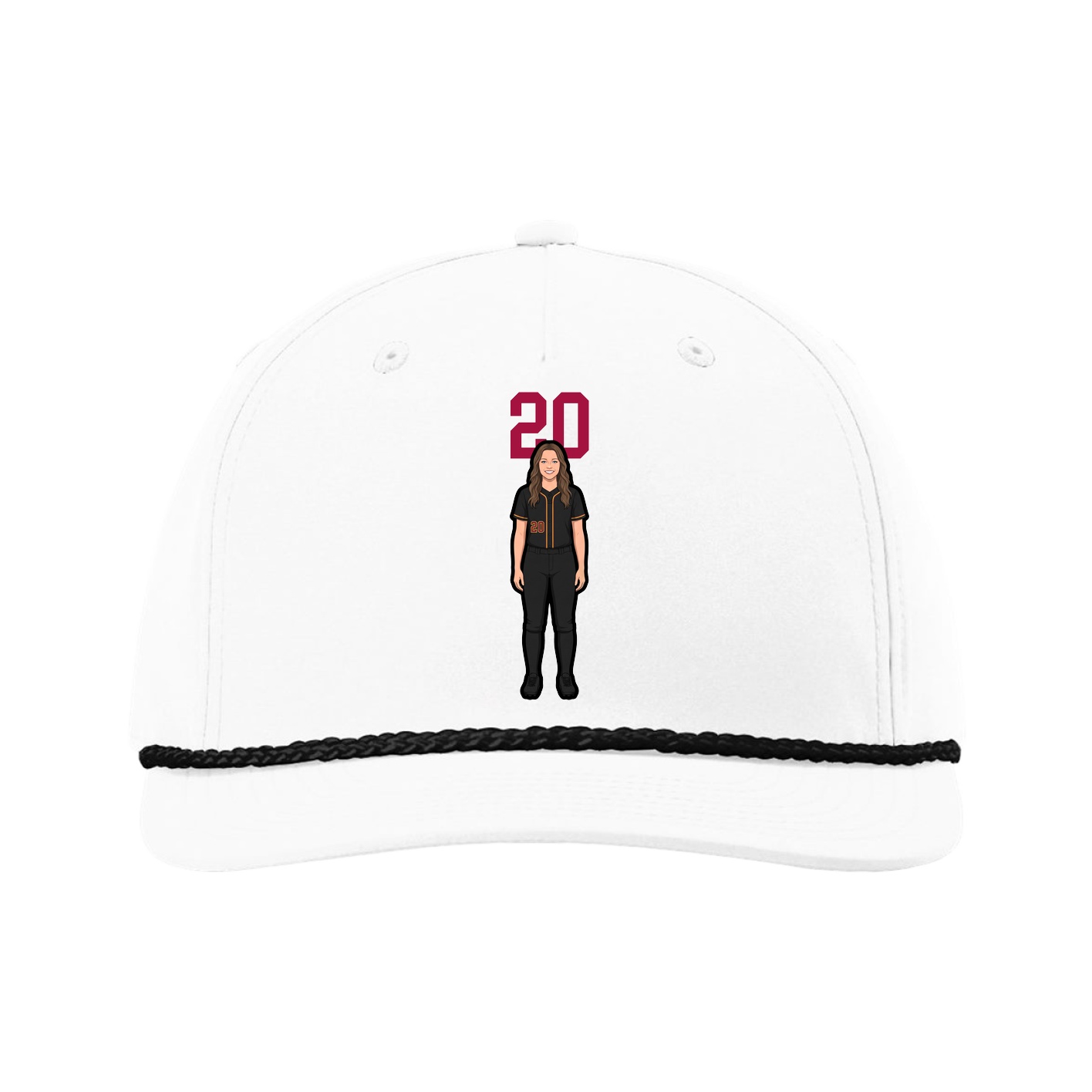 Five-Panel Classic Rope Cap — Number Top in White