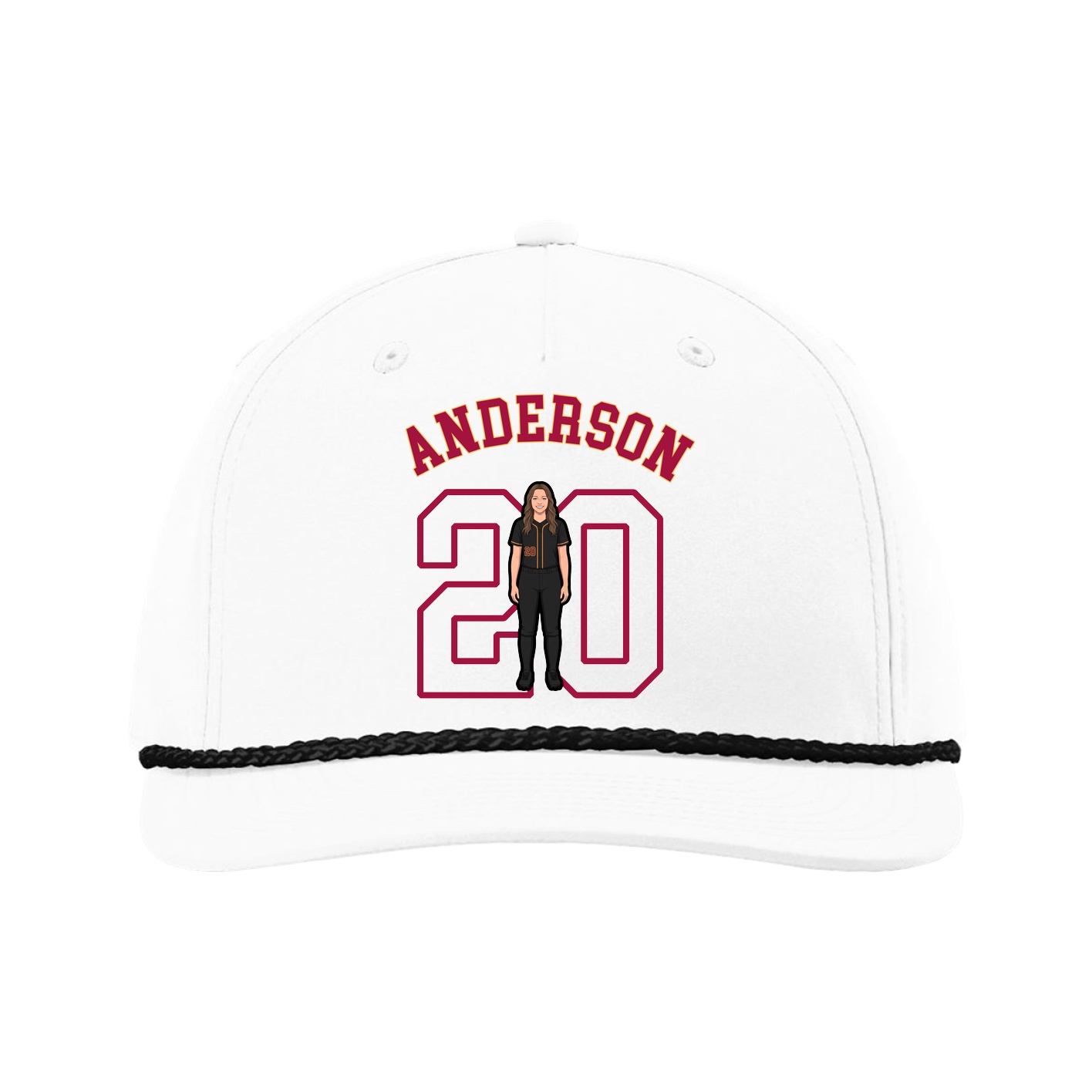Five-Panel Classic Rope Cap — Shirsey Arch in White