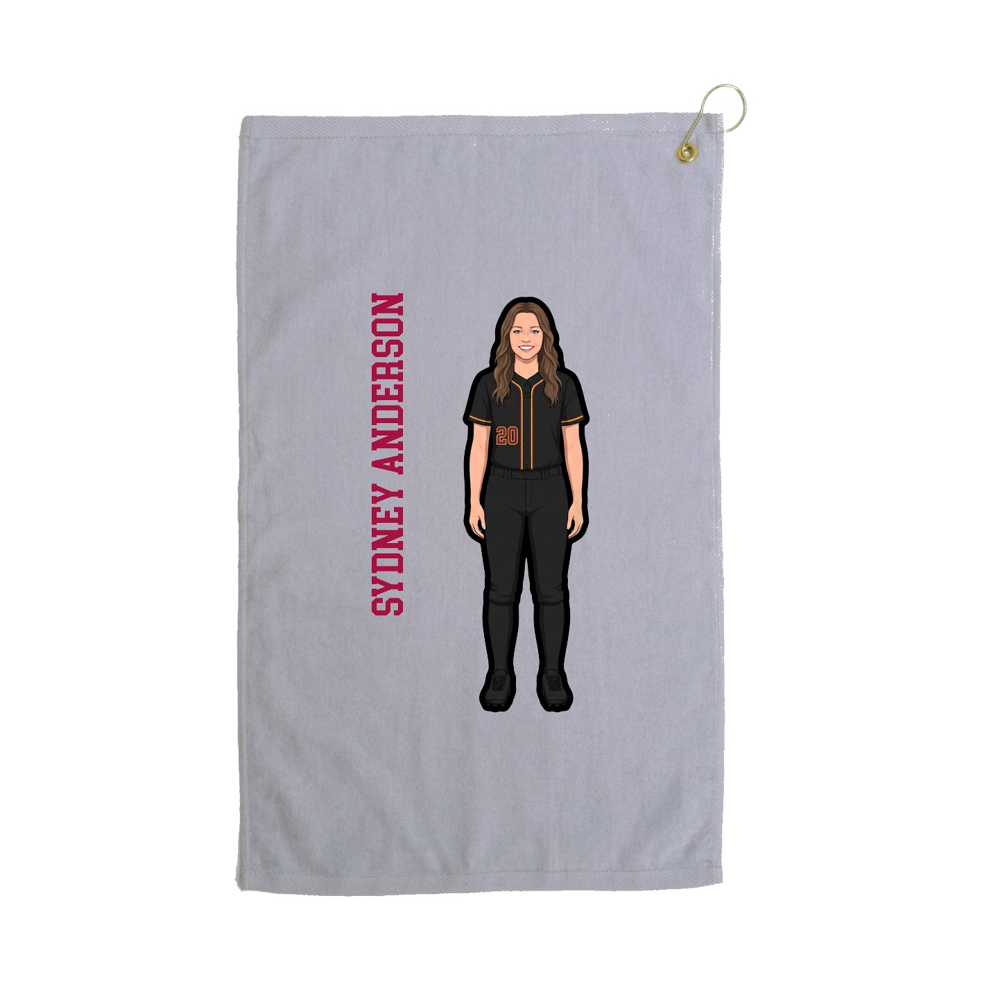 Golf Towel — Name Vertical in Grey